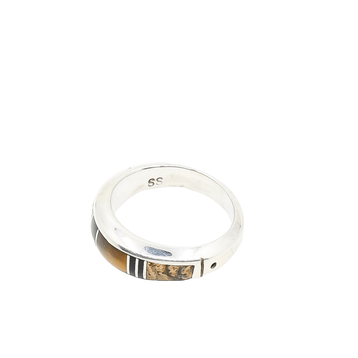Vintage Navajo Inlay Ring of Earth Tones - Turquoise & Tufa