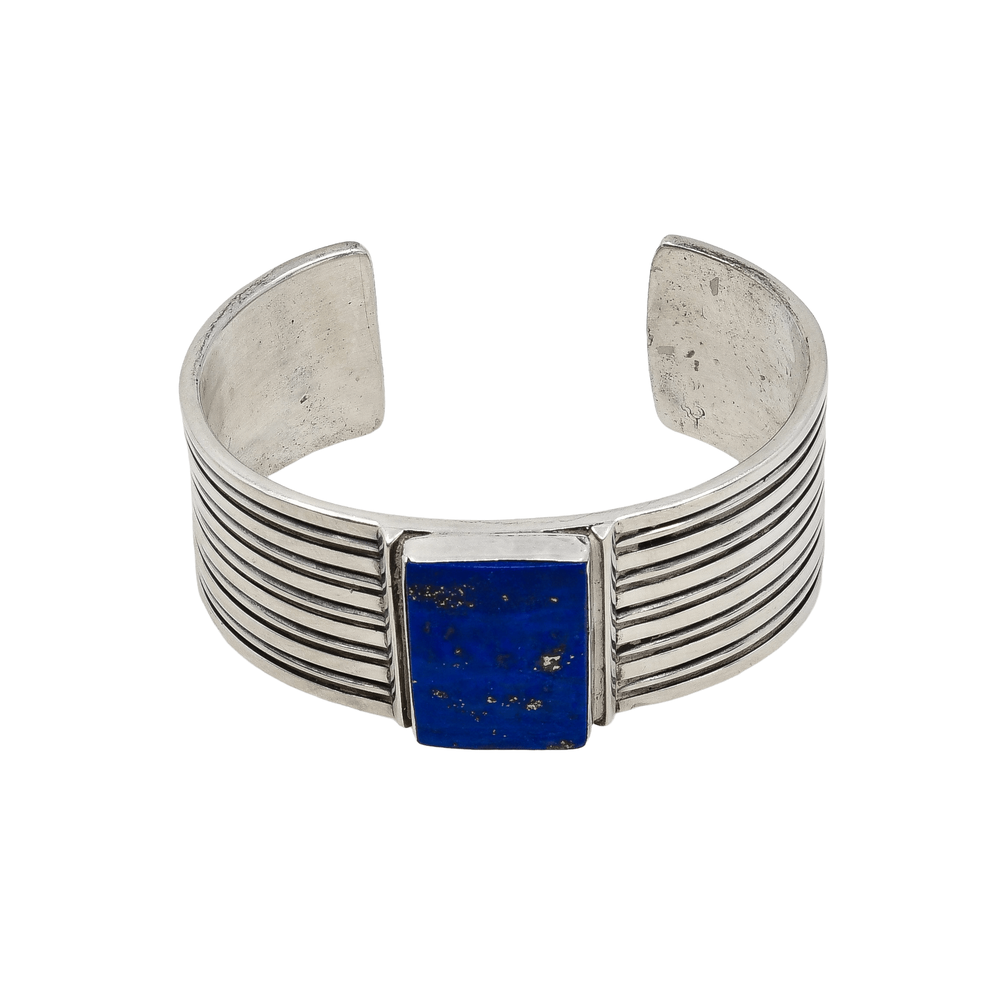 Vintage Navajo Lapis and Silver Bracelet - Turquoise & Tufa