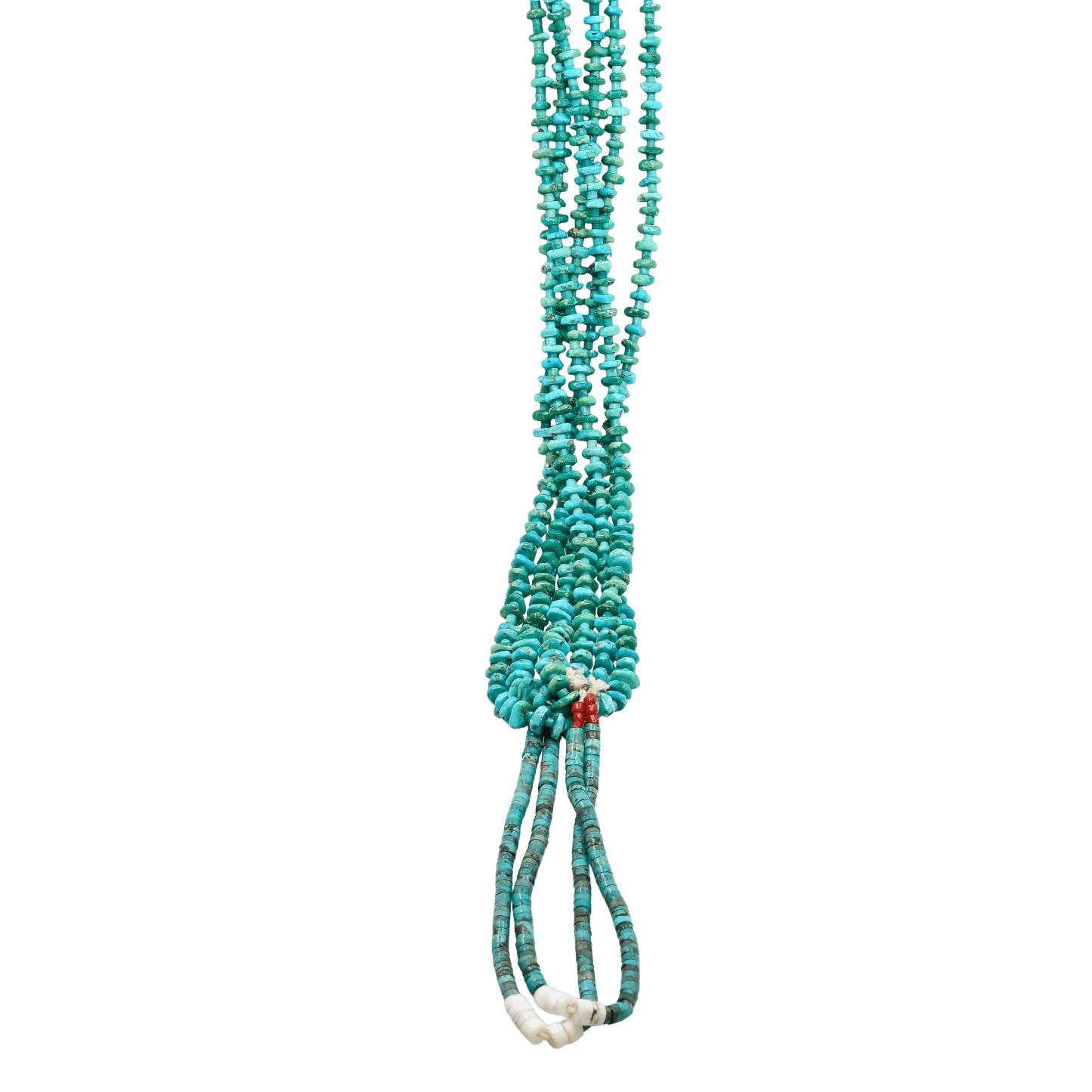 Vintage Navajo or Pueblo Jaclas of Hand Rolled Turquoise and Shell - Turquoise & Tufa