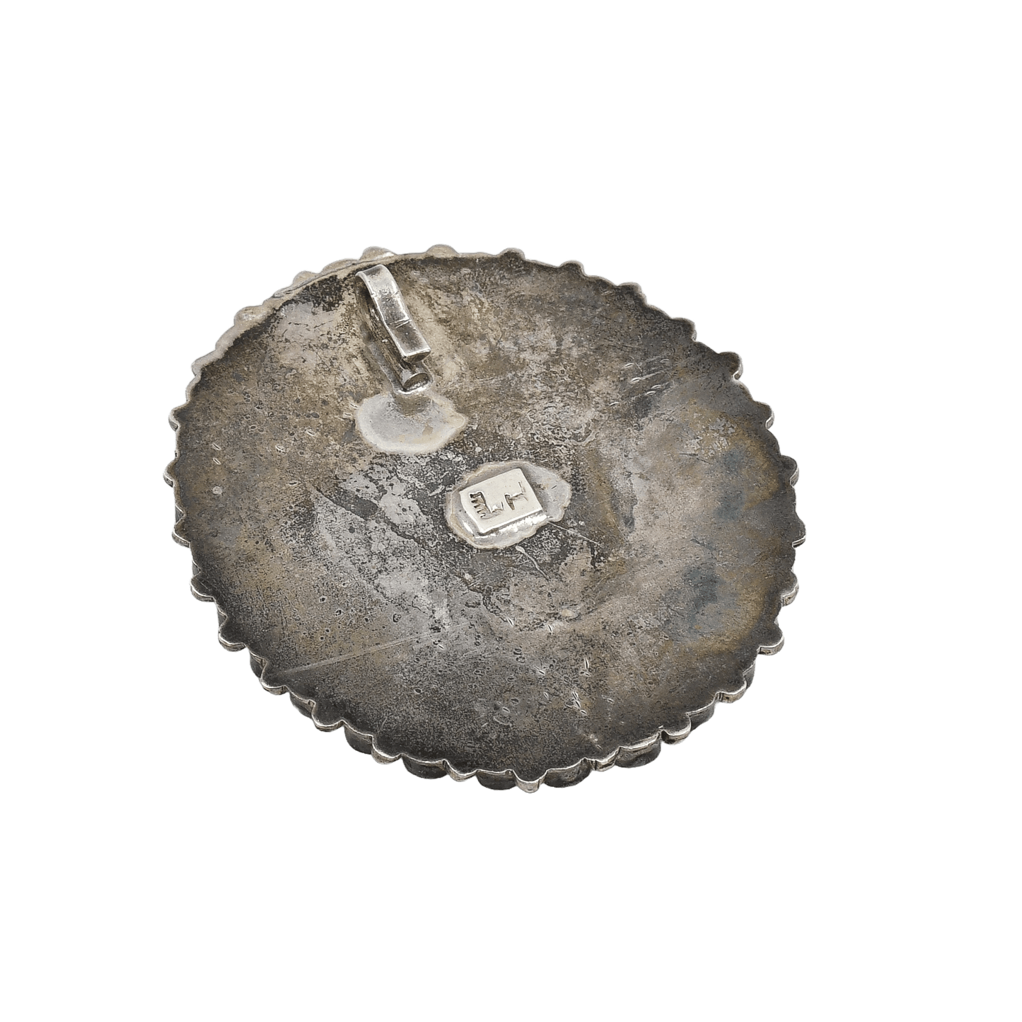 Vintage Navajo Pin Pendant of Inlay Cardinal In Turquoise By Leo Harvey - Turquoise & Tufa