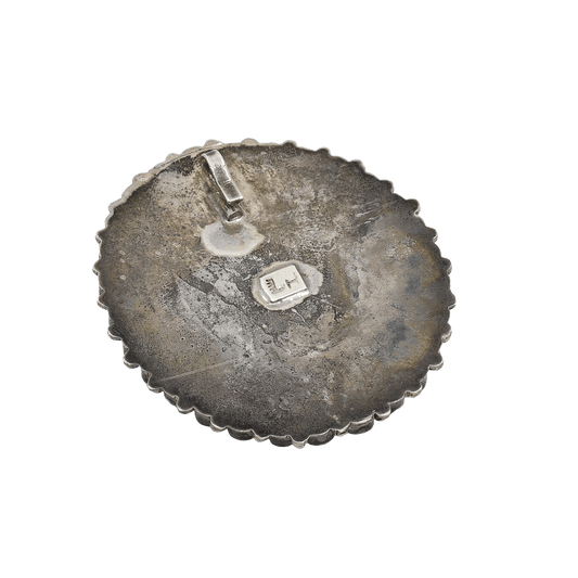 Vintage Navajo Pin Pendant of Inlay Cardinal In Turquoise By Leo Harvey - Turquoise & Tufa