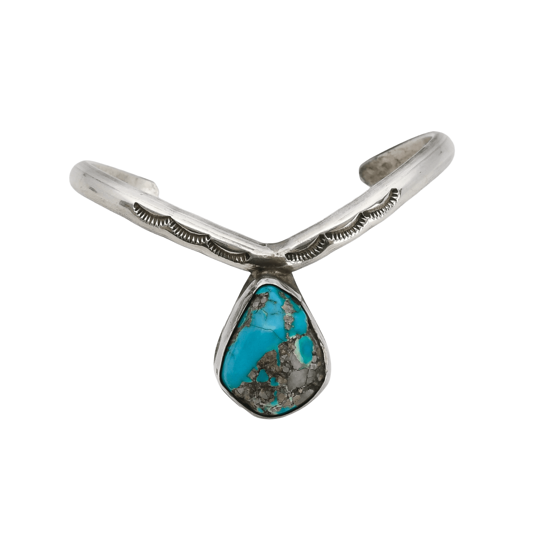 Vintage Navajo Silver and Turquoise Sweater Bracelet - Turquoise & Tufa