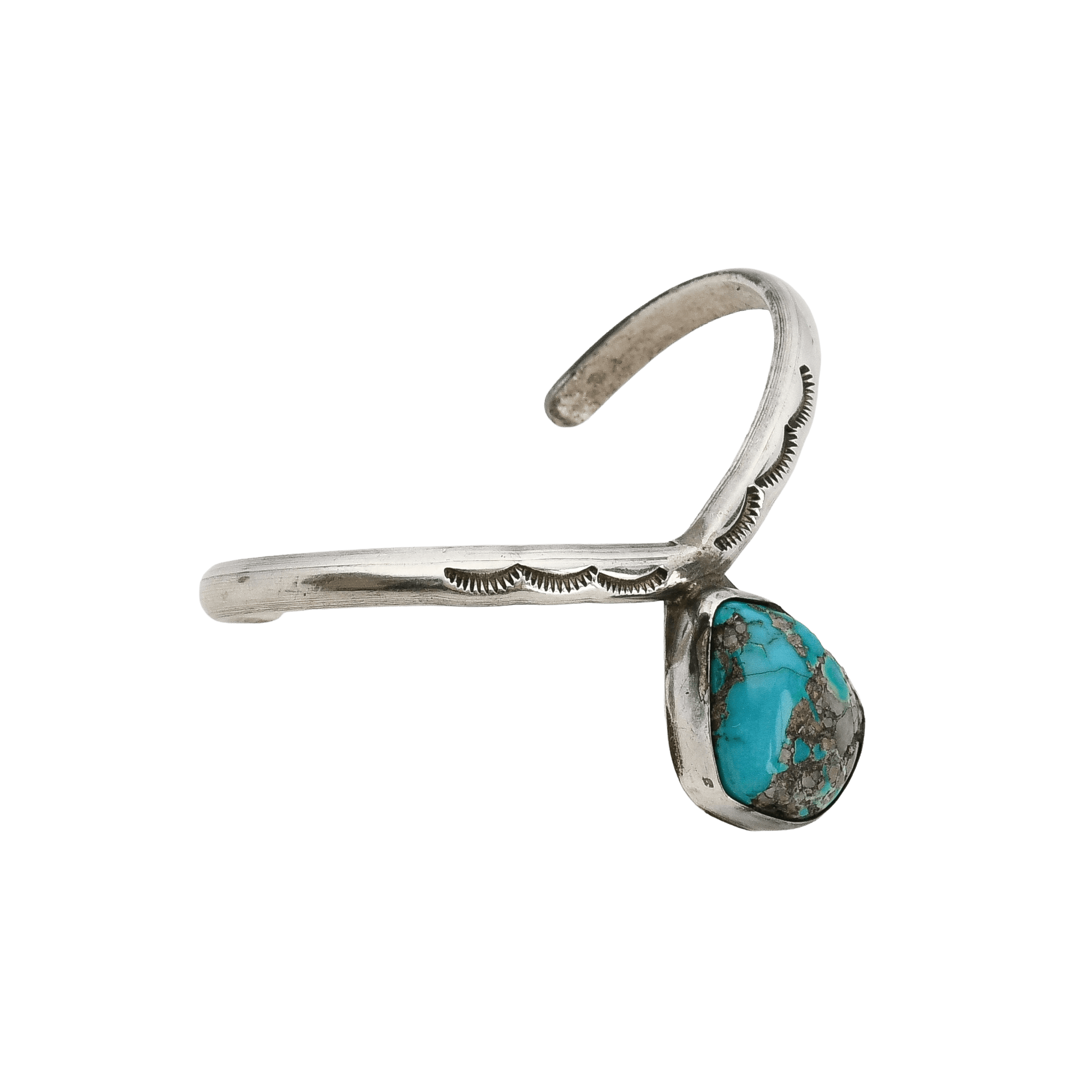 Vintage Navajo Silver and Turquoise Sweater Bracelet - Turquoise & Tufa