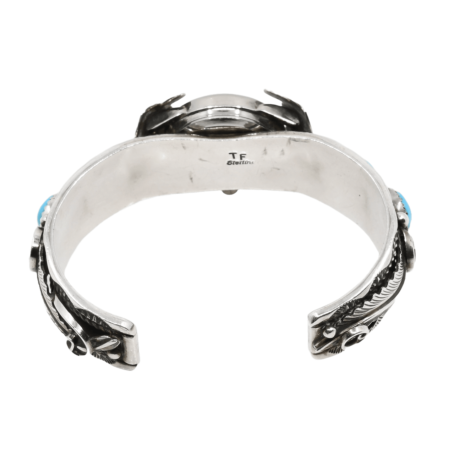 Vintage Navajo Silver and Turquoise Watch Cuff - Turquoise & Tufa