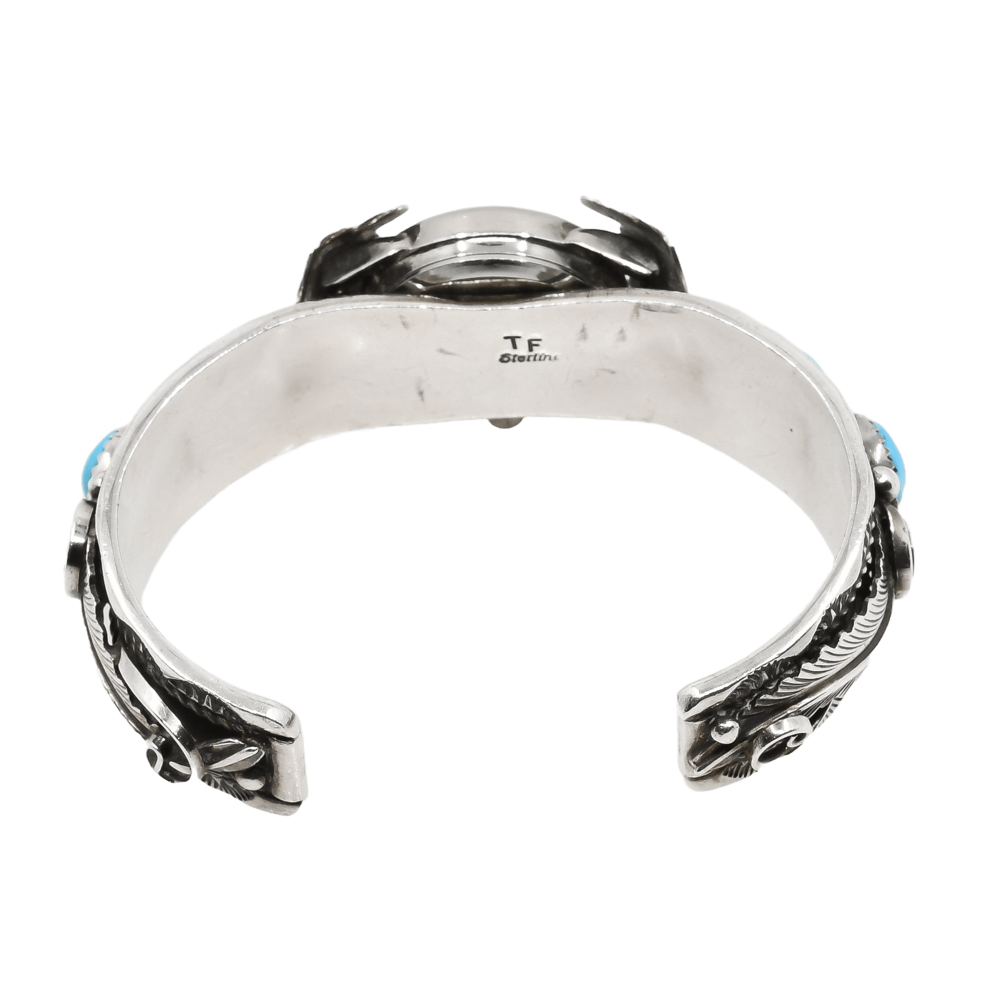 Vintage Navajo Silver and Turquoise Watch Cuff - Turquoise & Tufa