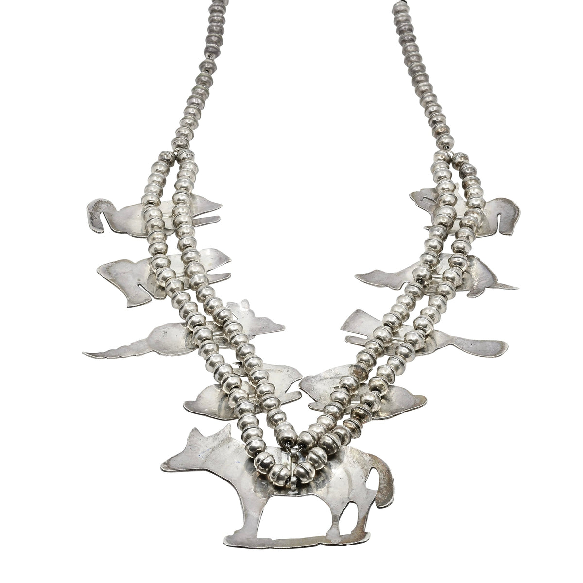 Vintage Navajo Silver Animal Necklace - Turquoise & Tufa