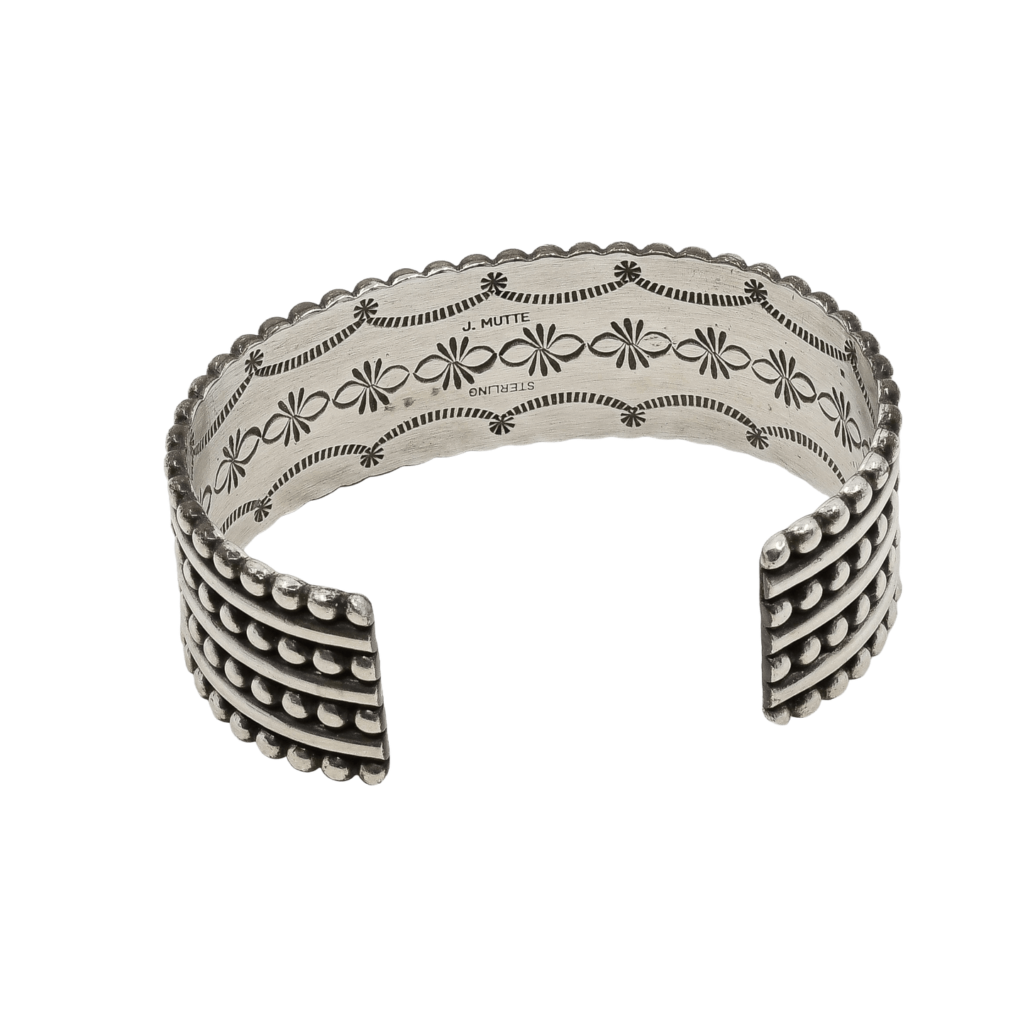 Vintage Navajo Silver Cuff By Jeffrey Mutte - Turquoise & Tufa