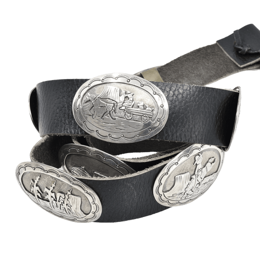 Vintage Navajo Silver Storyteller Belt by Wilbur Wauneka - Turquoise & Tufa