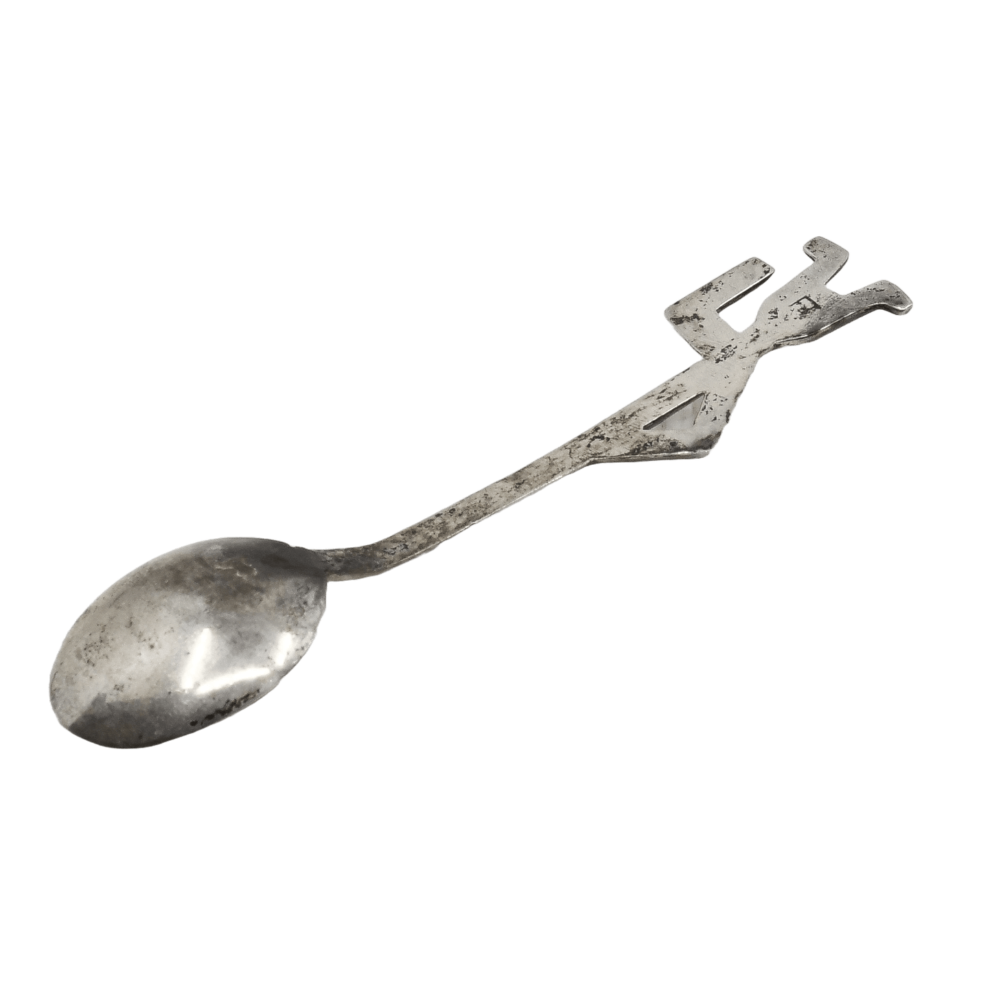 Vintage Navajo Silver Yei Spoon by Frances Jones - Turquoise & Tufa