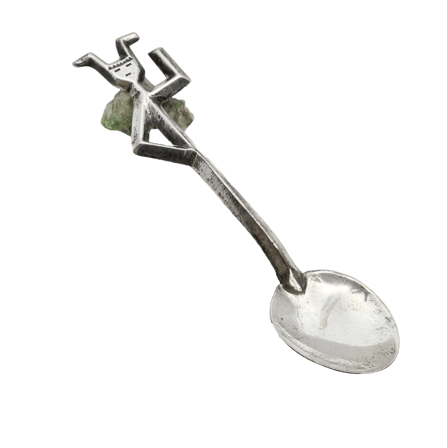 Vintage Navajo Silver Yei Spoon by Frances Jones - Turquoise & Tufa