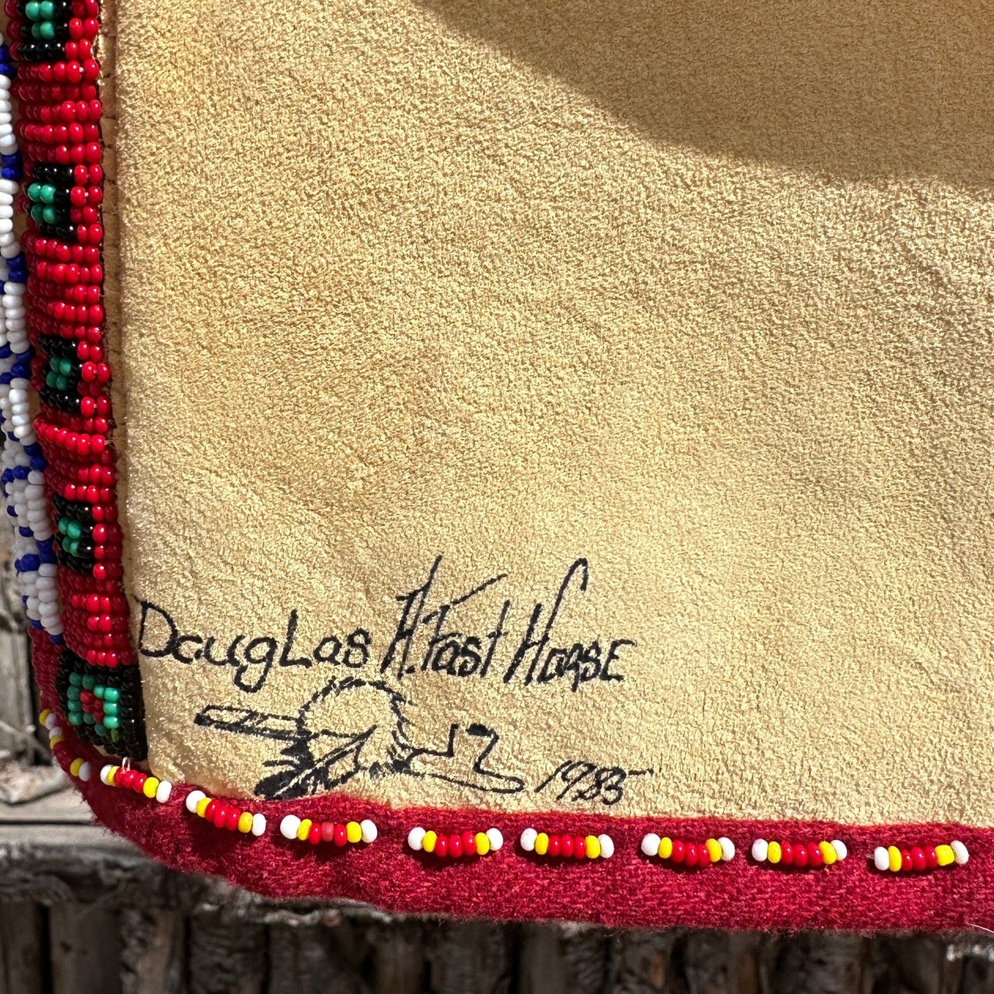 Vintage Oglala Lakota Beaded Pictorial Horse Vest By Douglas Fast Horse - Turquoise & Tufa