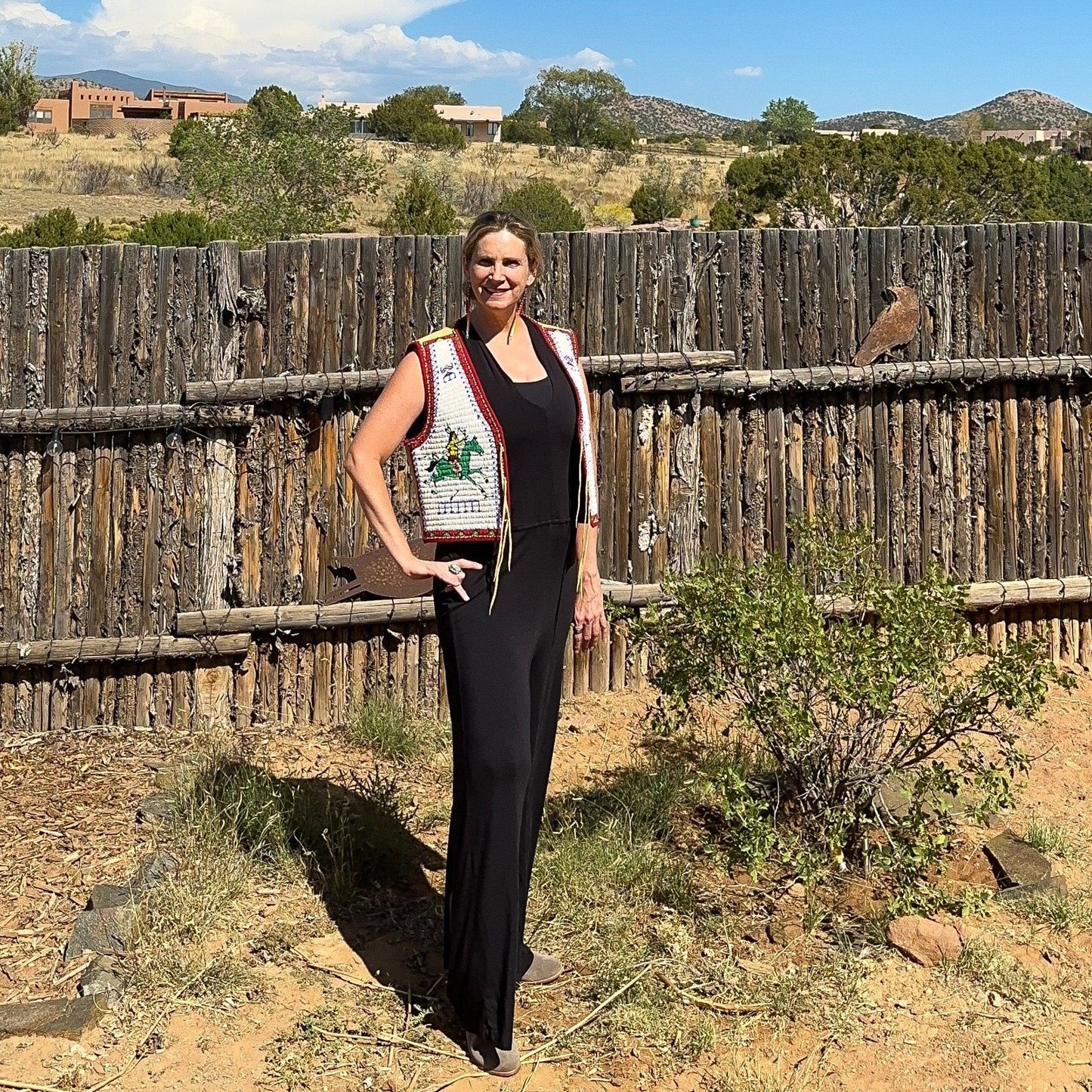 Vintage Oglala Lakota Beaded Pictorial Horse Vest By Douglas Fast Horse - Turquoise & Tufa