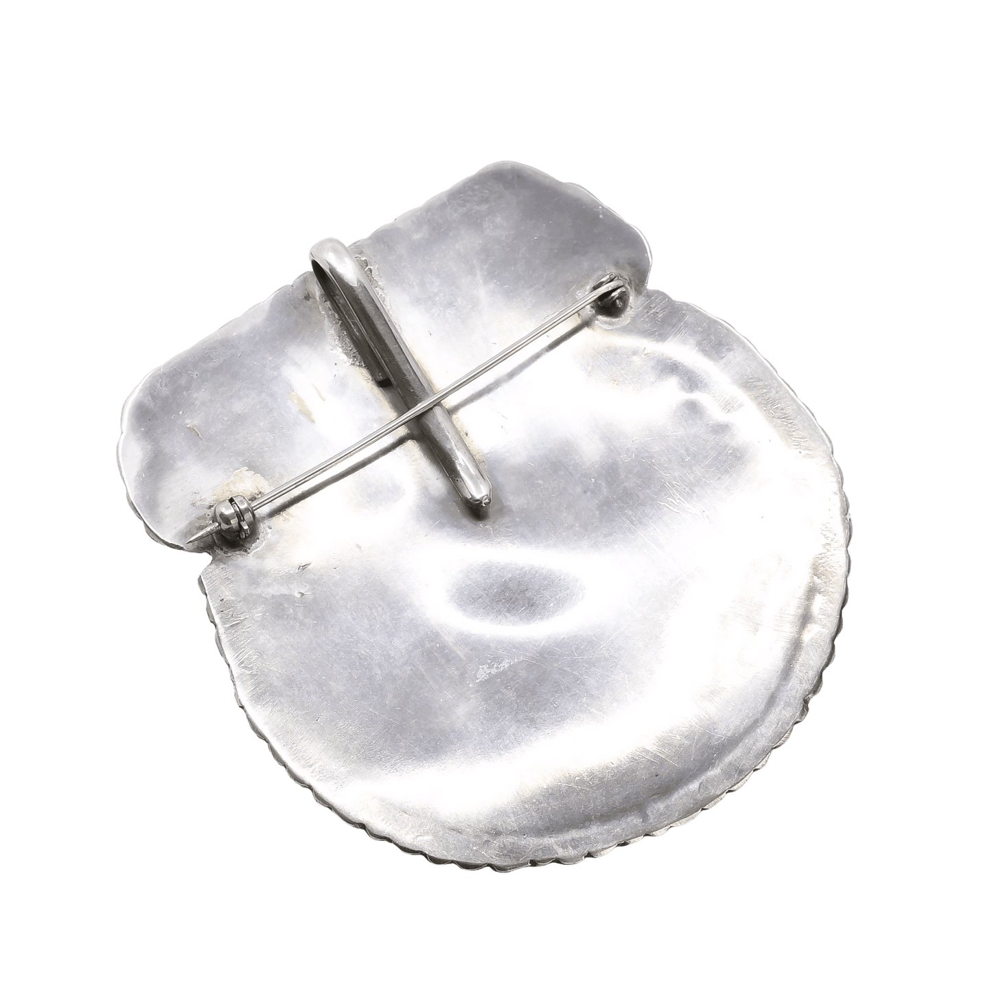 Vintage Pueblo Spiny Oyster Shell Pin Pendant With Inlay Eagle Dancer - Turquoise & Tufa