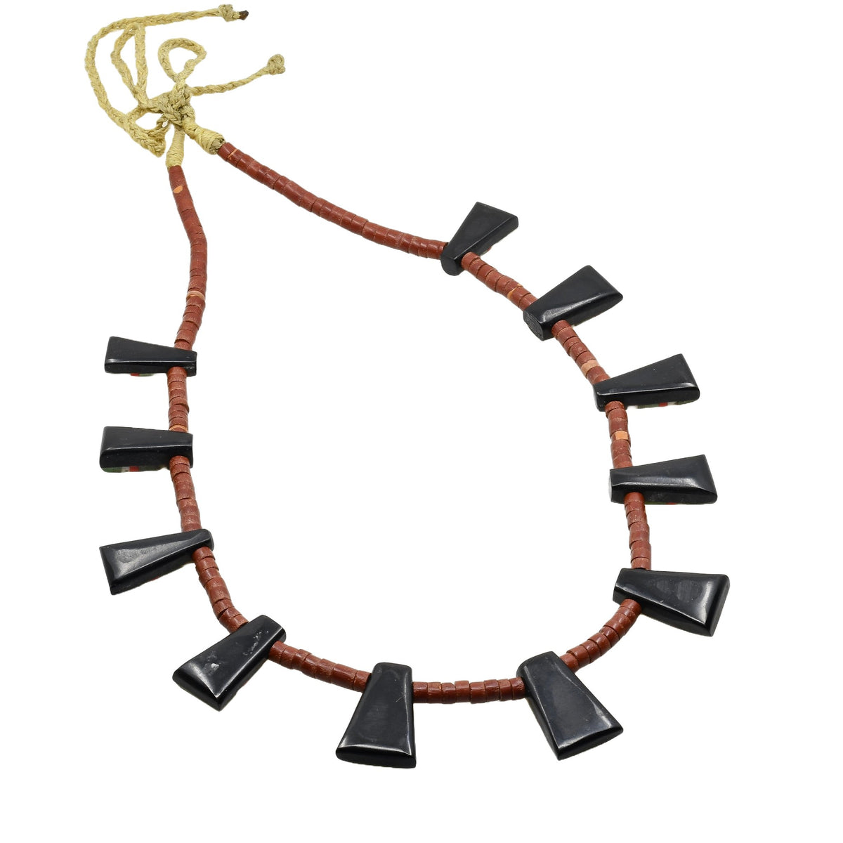 Vintage Santo Domingo or Kewa Pueblo Depression Era Tab Necklace - Turquoise & Tufa