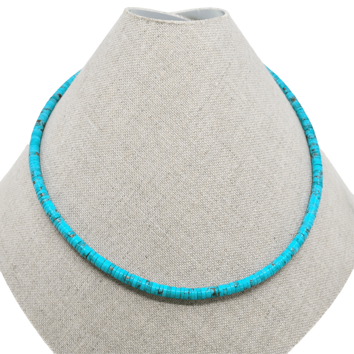 Vintage Single Strand Turquoise Necklace by Joe B. Reano and His Daughter - Turquoise & Tufa