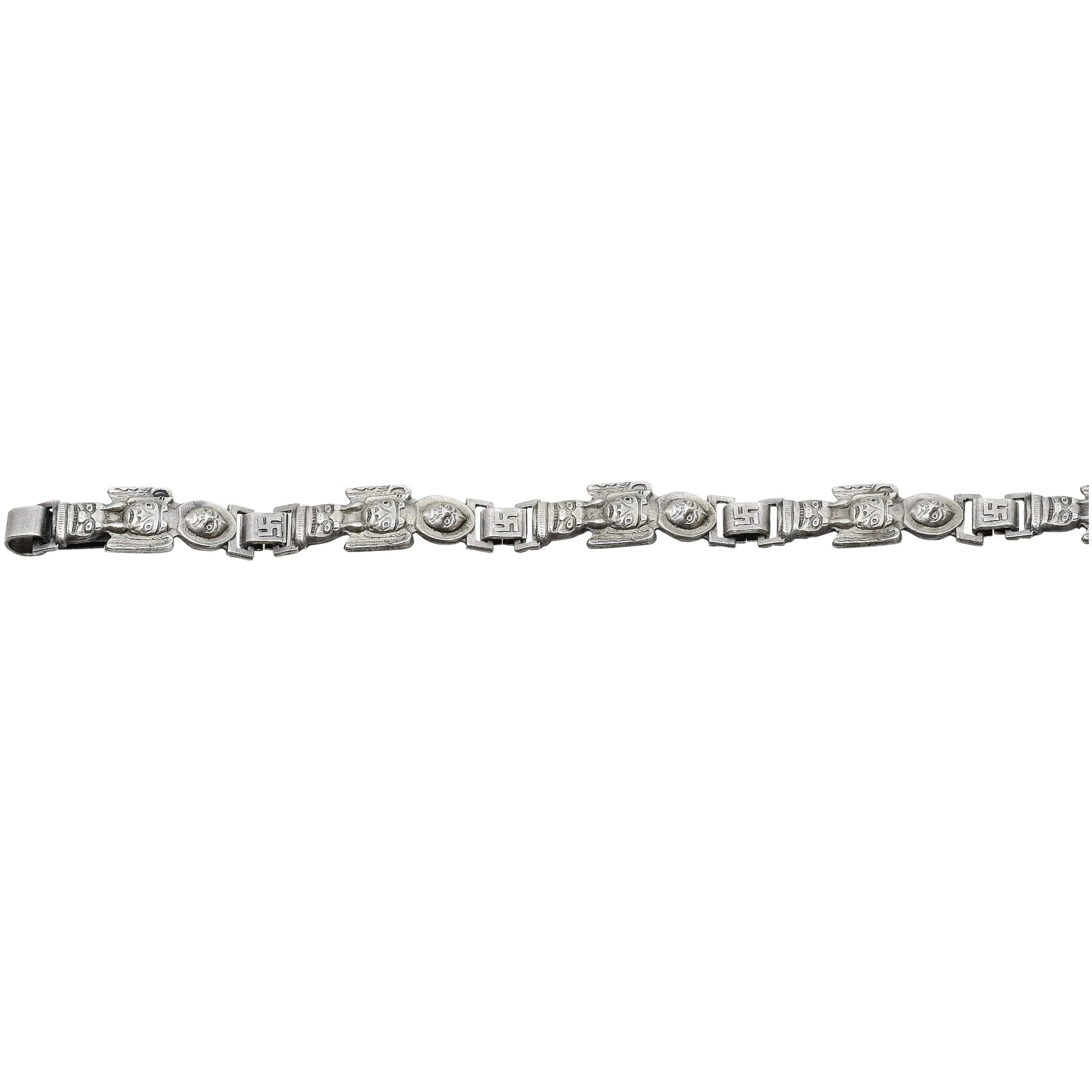 Vintage Sterling Silver Fred Harvey Era Link Bracelet With Whirling Logs - Turquoise & Tufa