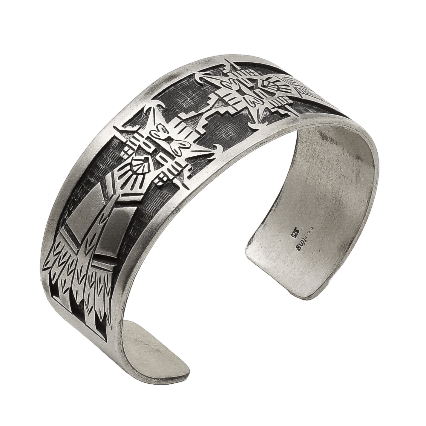 Vintage Sterling SIlver Hopi Overlay Bracelet of Salako Mana and Taka - Turquoise & Tufa