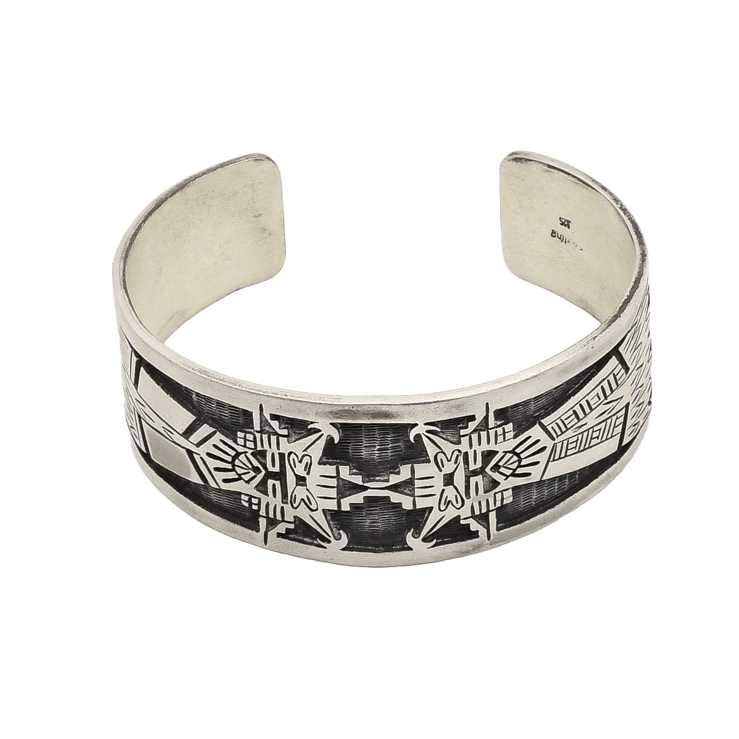 Vintage Sterling SIlver Hopi Overlay Bracelet of Salako Mana and Taka - Turquoise & Tufa