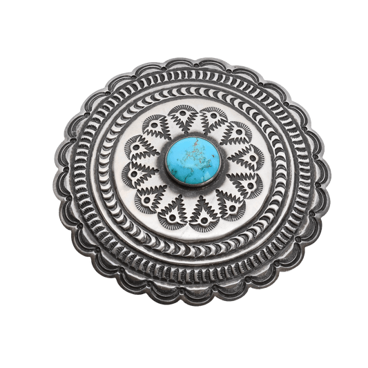 Vintage Thompson Piaso Pin Pendant Silver and Turquoise - Turquoise & Tufa