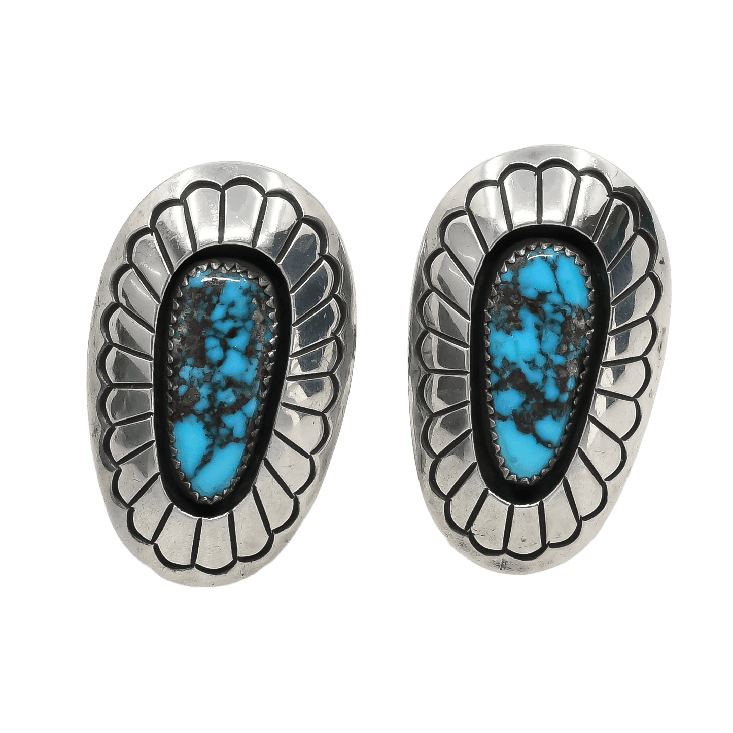 Vintage Tommy Jackson Earrings of Natural Turquoise - Turquoise & Tufa