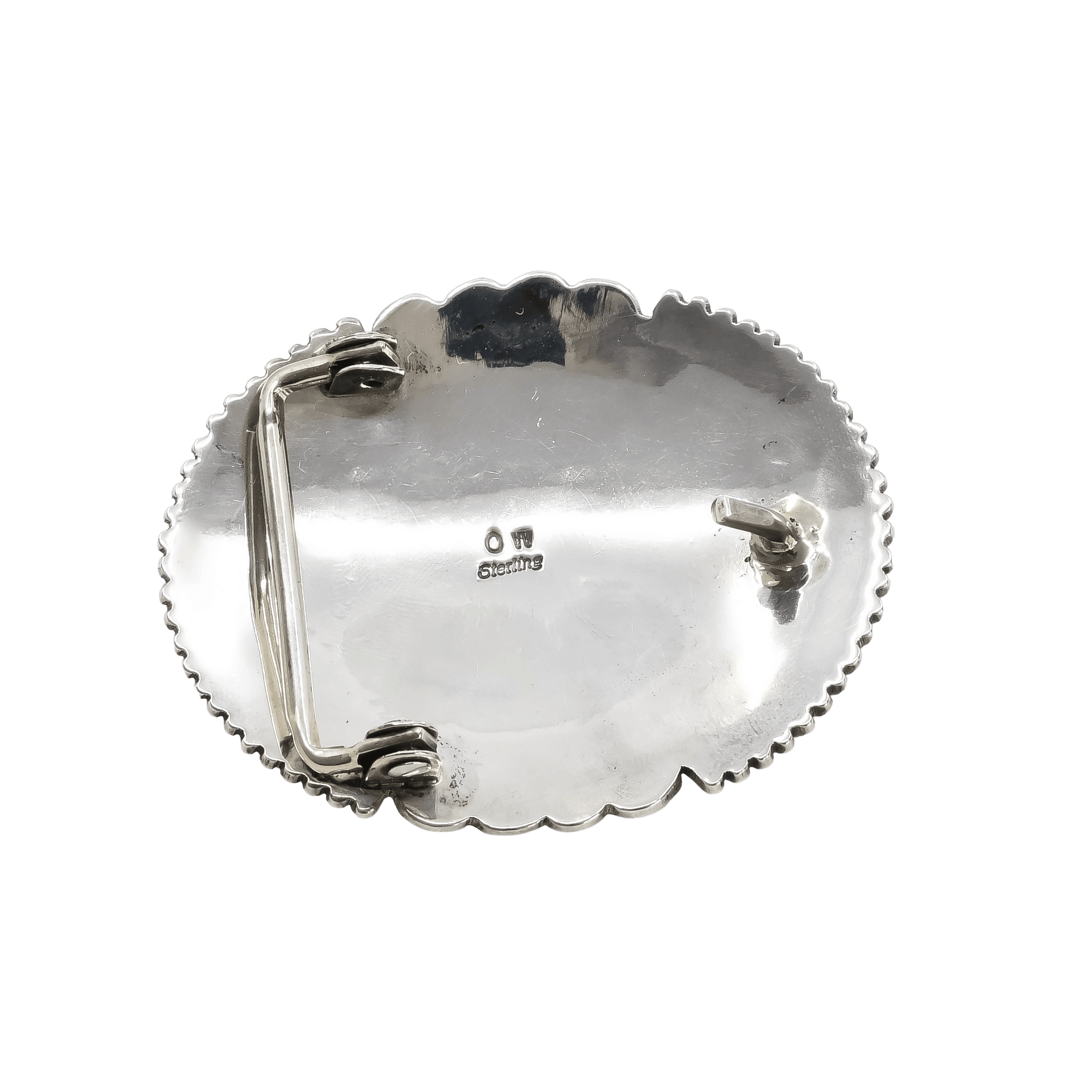 Vintage Traditional Navajo Concho Buckle of Turquoise By Orville White - Turquoise & Tufa