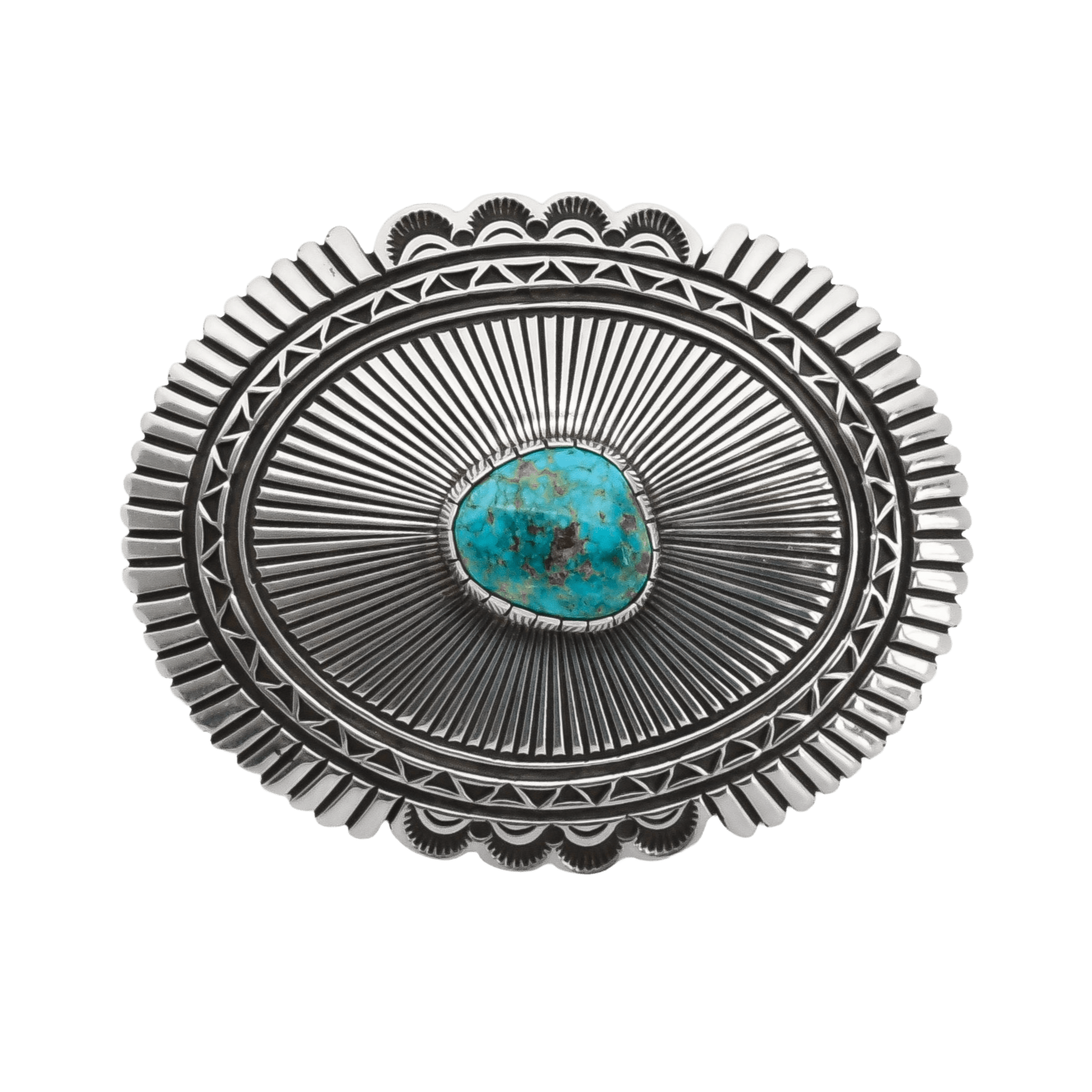 Vintage Traditional Navajo Concho Buckle of Turquoise By Orville White - Turquoise & Tufa