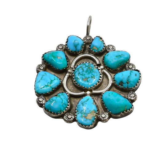 Vintage Turquoise Cluster Pendant - Turquoise & Tufa