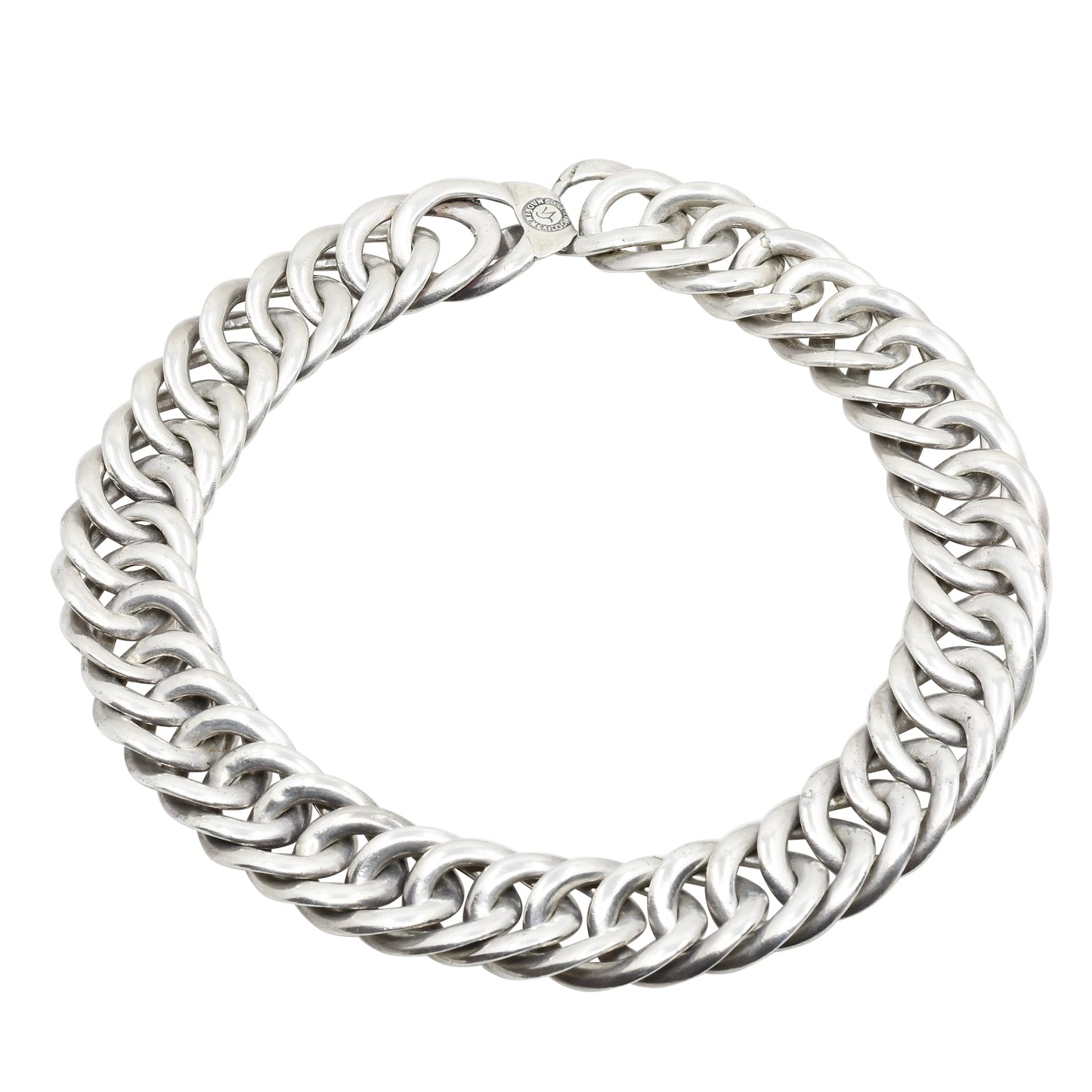 Vintage William Spratling Large Silver Chain Link Necklace - Turquoise & Tufa