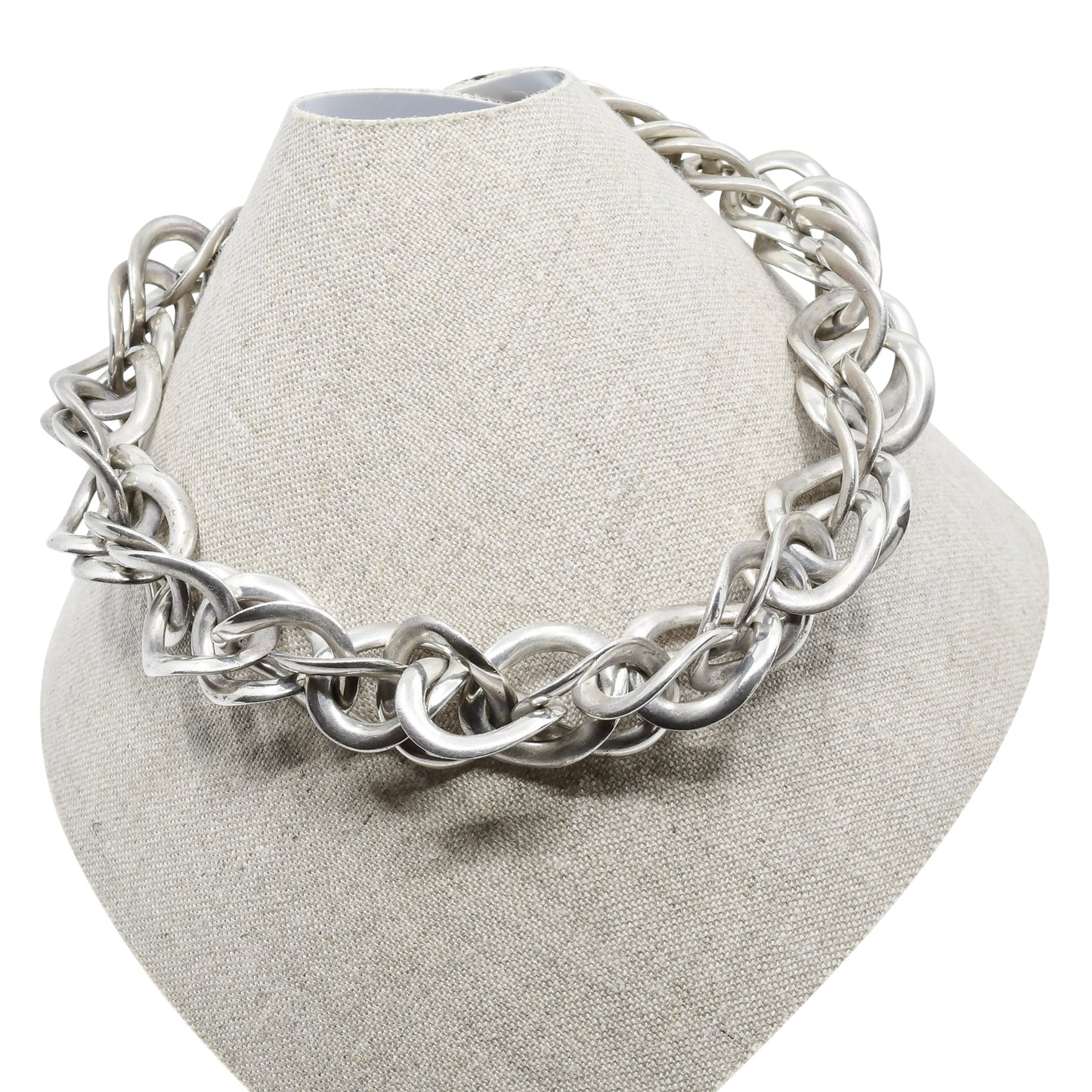 Vintage William Spratling Large Silver Chain Link Necklace - Turquoise & Tufa