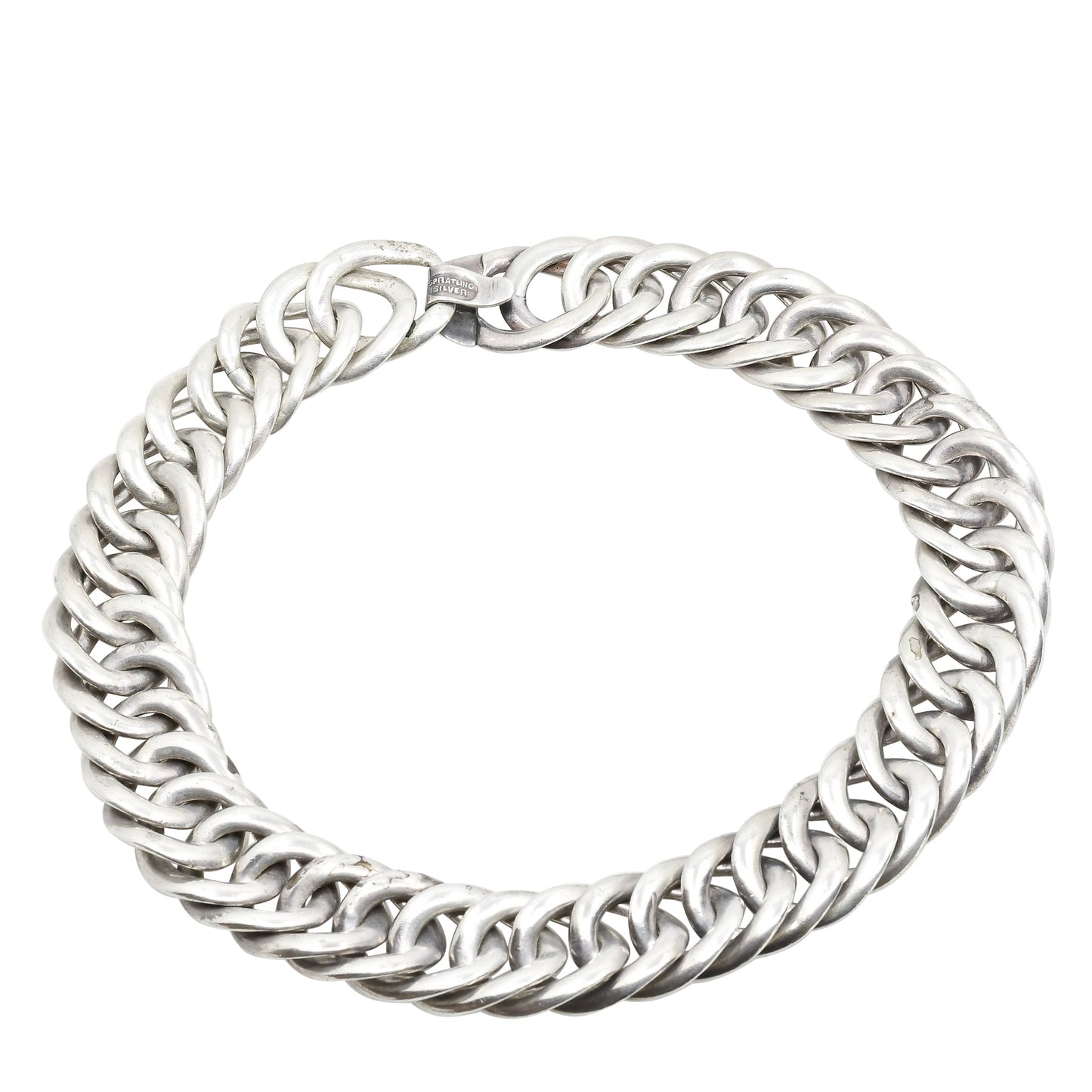 Vintage William Spratling Large Silver Chain Link Necklace - Turquoise & Tufa