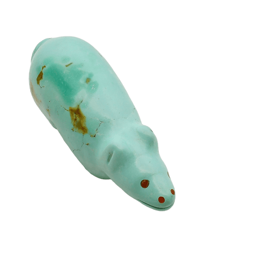 Vintage Zuni Bear Fetish of Turquoise by Peter and Dinah Gasper - Turquoise & Tufa