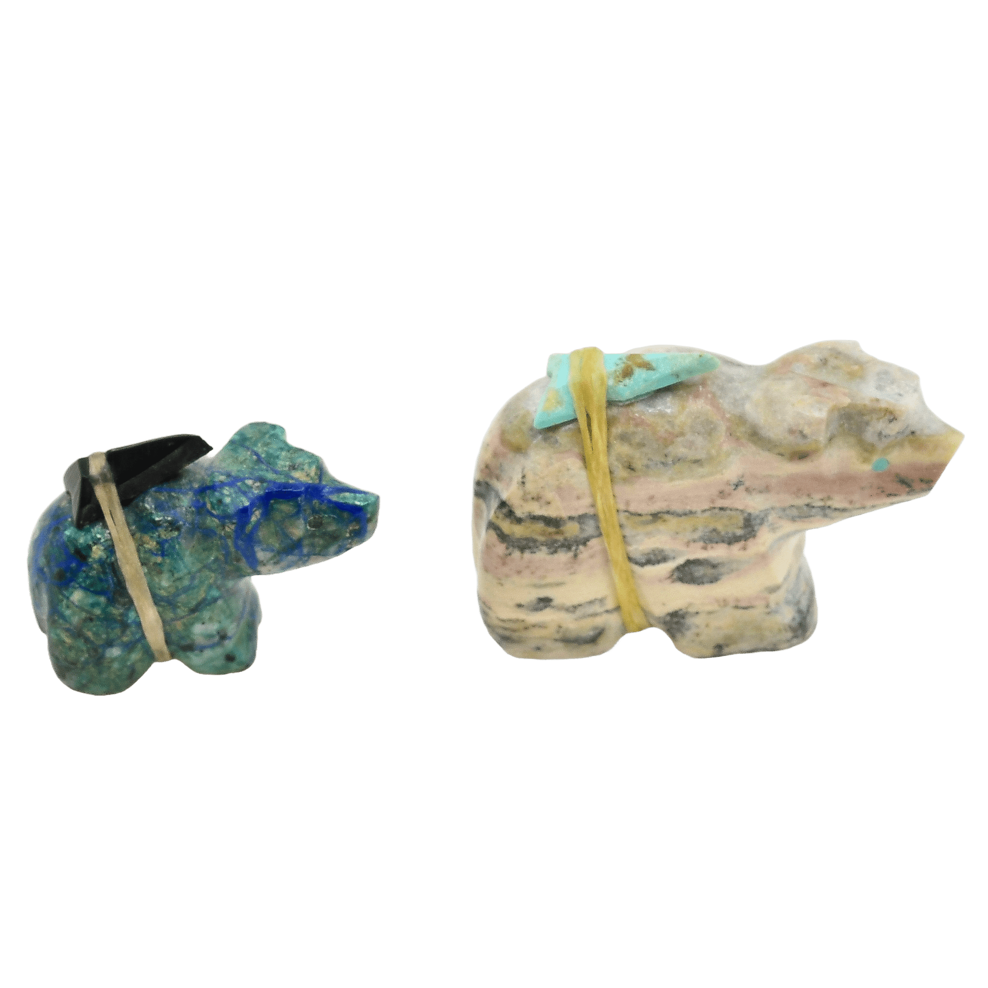 Vintage Zuni Bear Fetishes Mama and Baby - Turquoise & Tufa