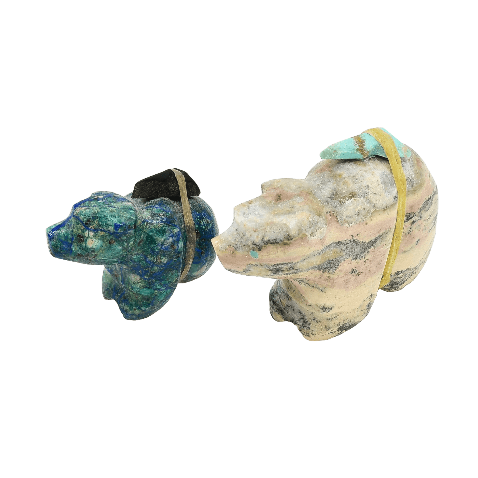 Vintage Zuni Bear Fetishes Mama and Baby - Turquoise & Tufa