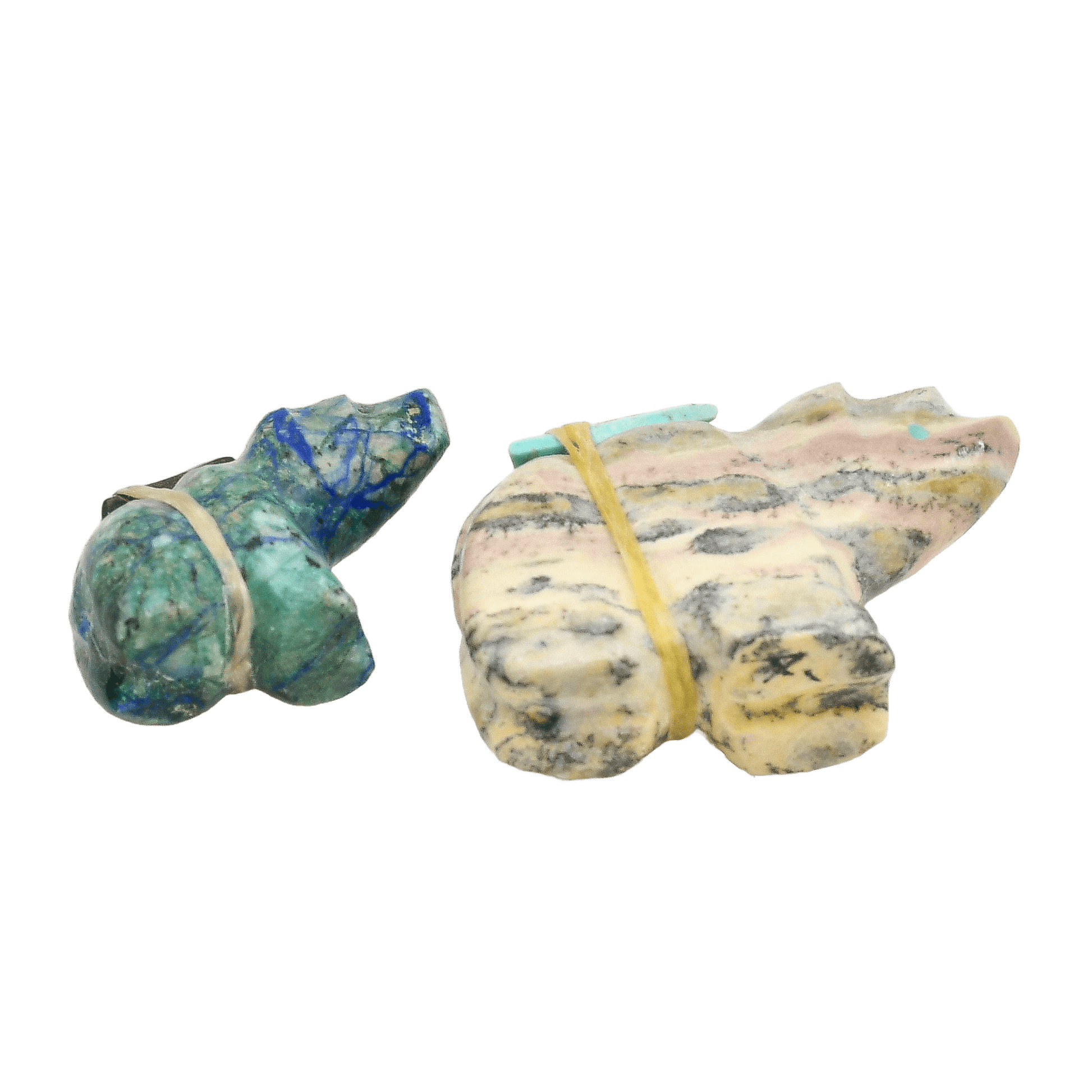Vintage Zuni Bear Fetishes Mama and Baby - Turquoise & Tufa