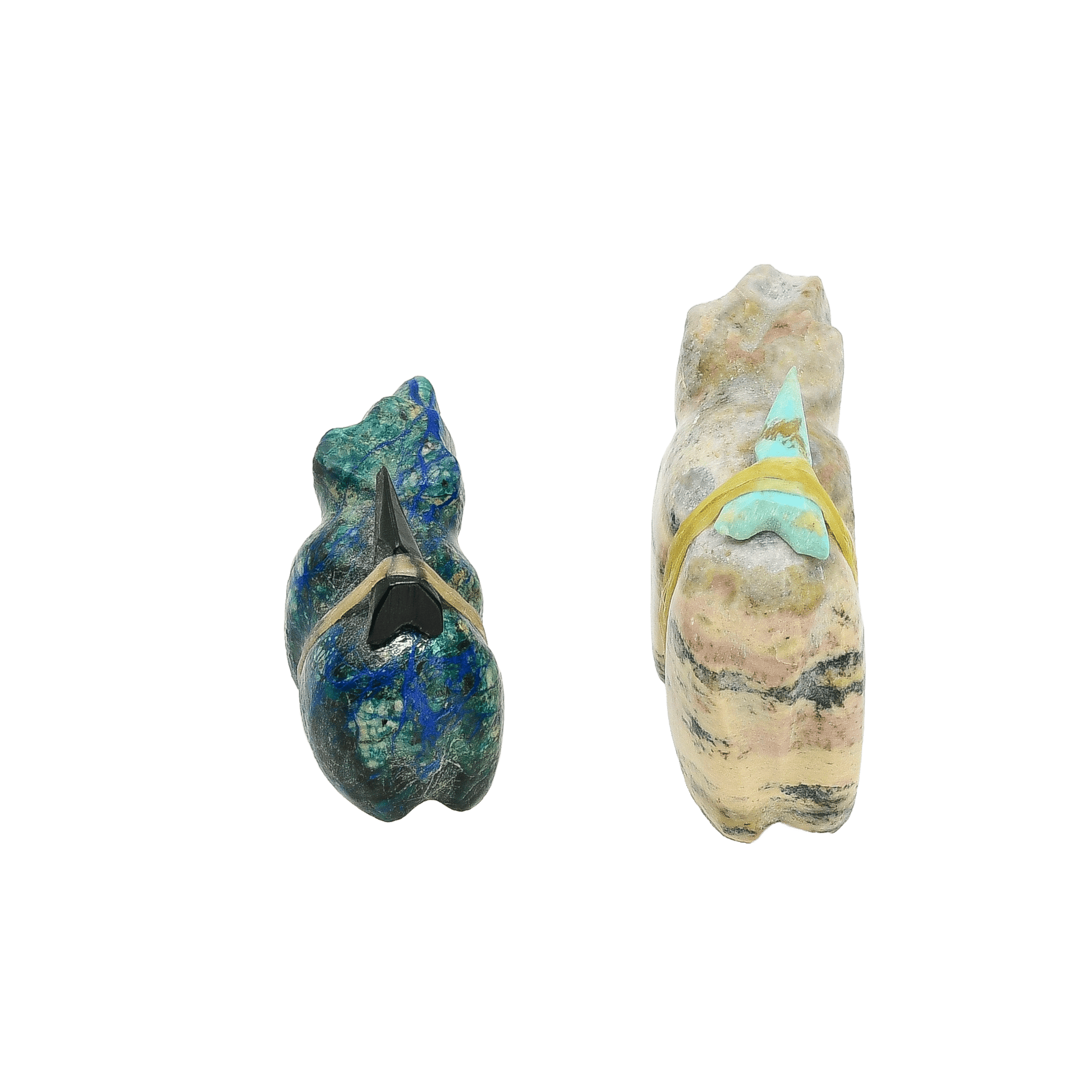 Vintage Zuni Bear Fetishes Mama and Baby - Turquoise & Tufa