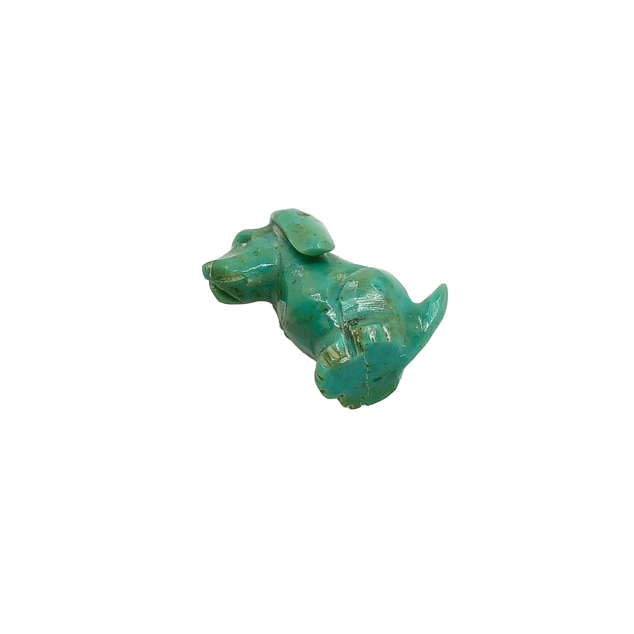 Vintage Zuni Dog Fetish Carving of Turquoise - Turquoise & Tufa
