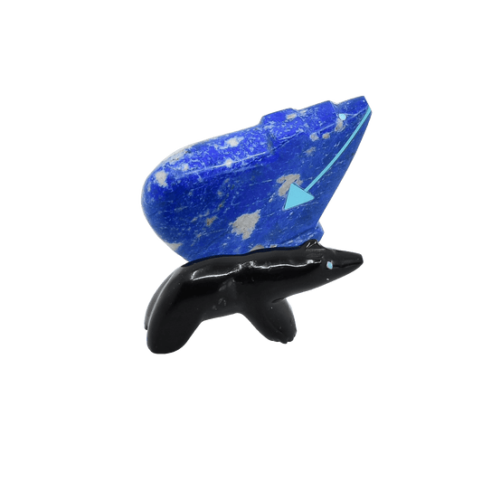 Vintage Zuni Fetish Pair of Turquoise Heartline Bears - Turquoise & Tufa