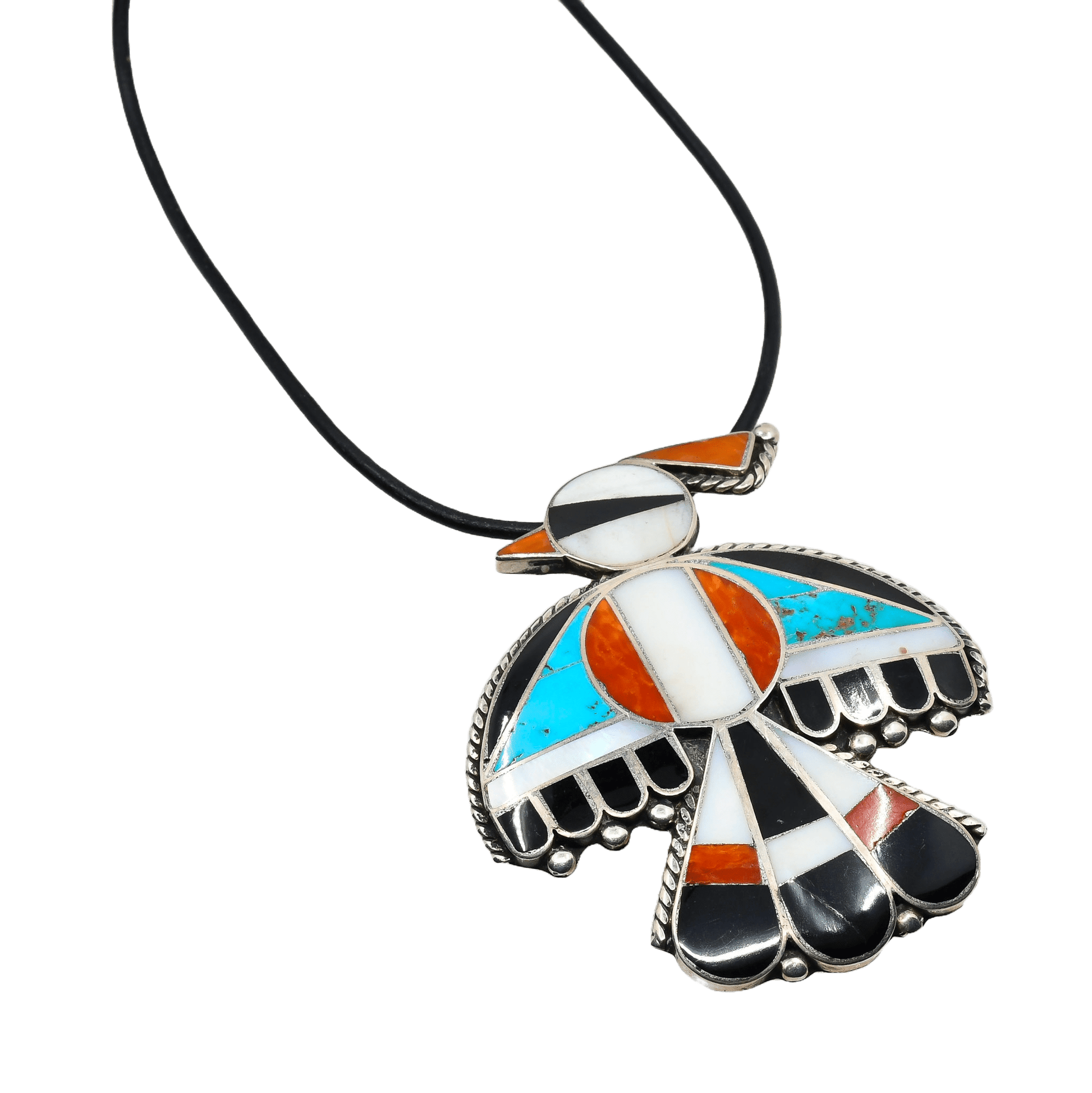 Vintage Zuni Inlay Thunderbird Pendant or Pin - Turquoise & Tufa