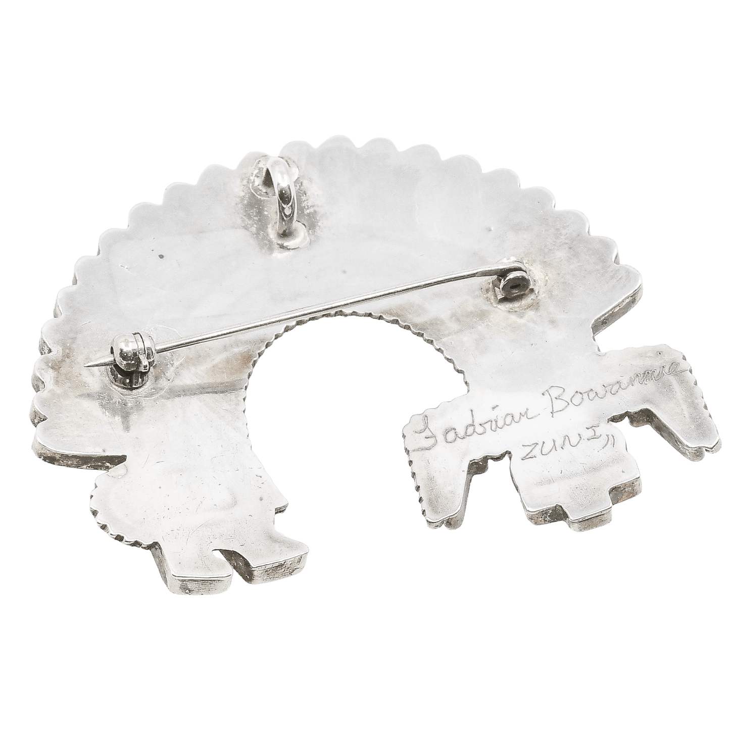 Vintage Zuni Lapis Rainbow Man Pin Pendant by Fadrian Bowannie - Turquoise & Tufa