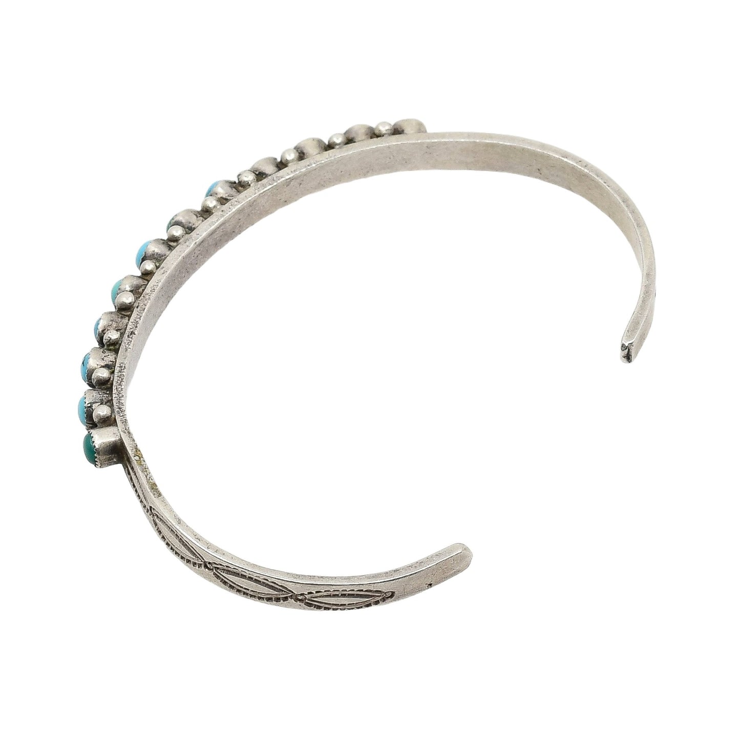 Vintage Zuni Turquoise Snake Eye Narrow Bracelet - Turquoise & Tufa