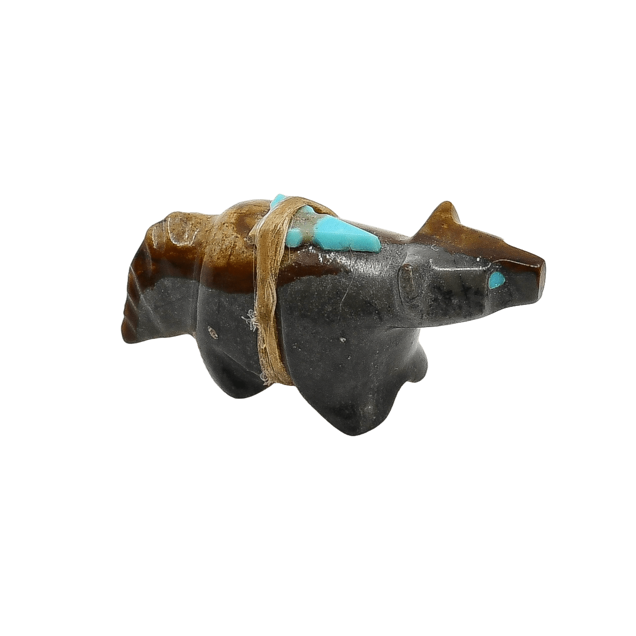 Vintage Zuni Wolf Fetish By Florentino Martinez and Harriet Byers Martinez - Turquoise & Tufa