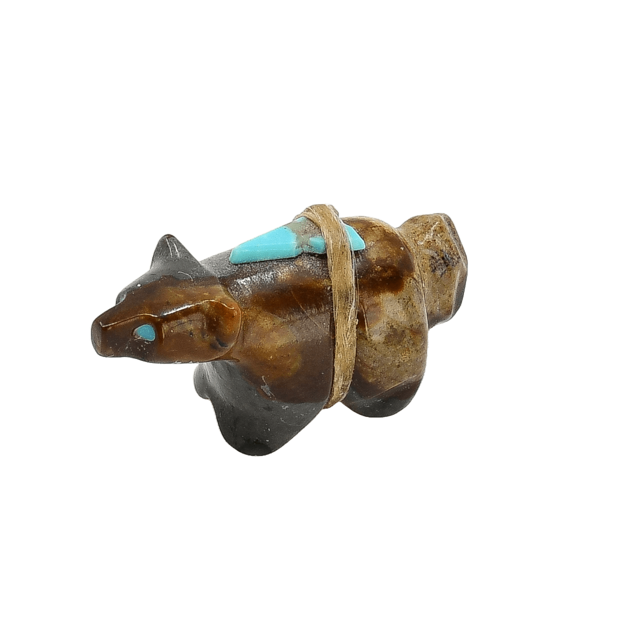 Vintage Zuni Wolf Fetish By Florentino Martinez and Harriet Byers Martinez - Turquoise & Tufa