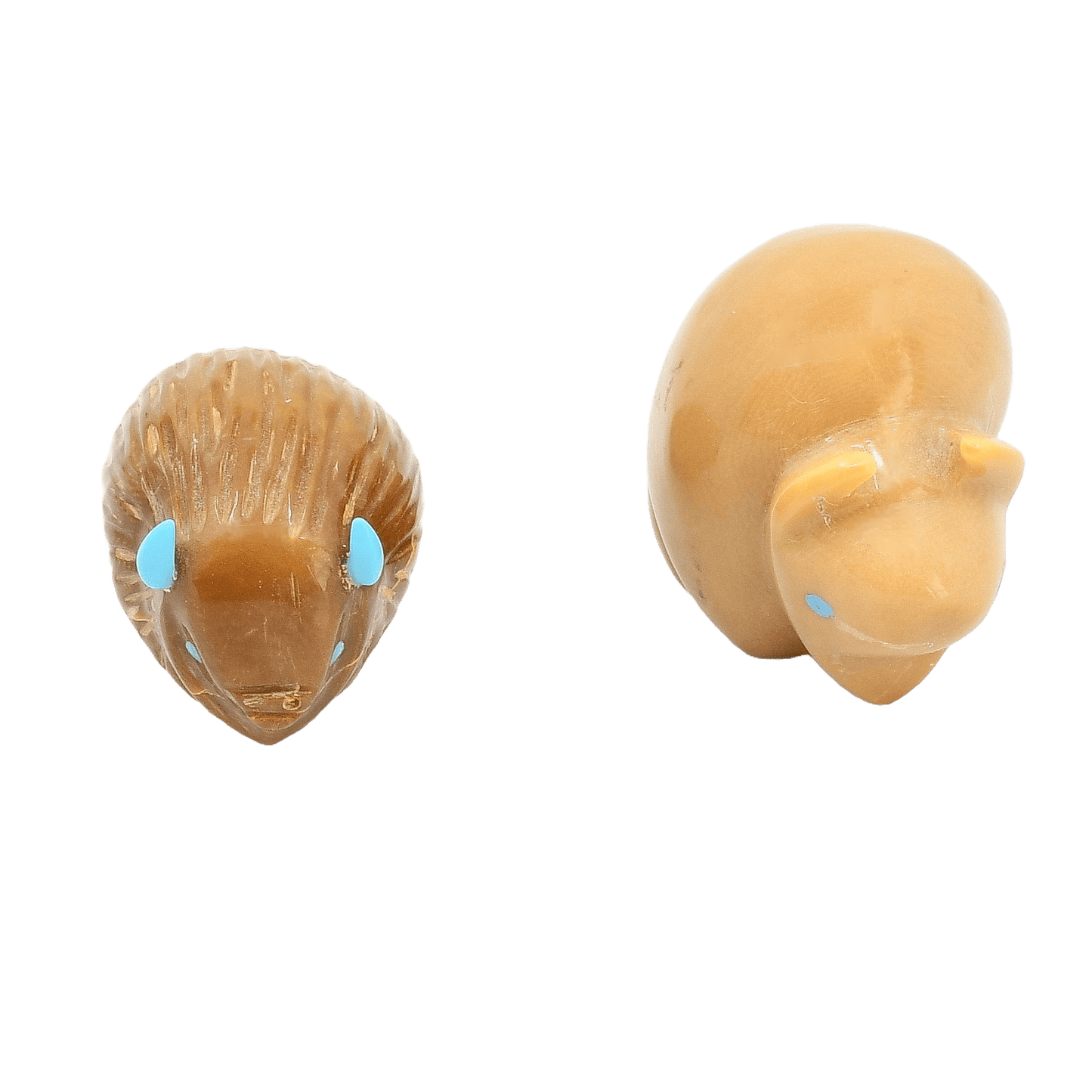 Zuni Fetish Set Of Papa and Baby Bison Fetish Carvings - Turquoise & Tufa