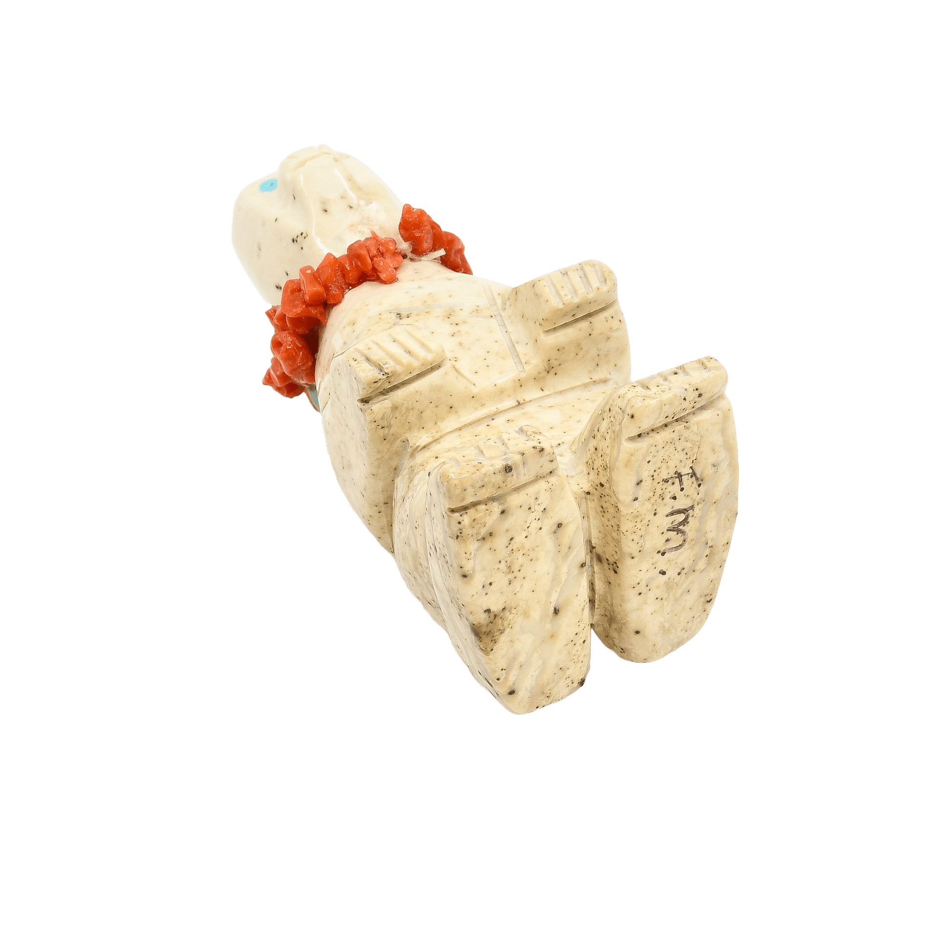 Zuni Sitting Bear Fetish Carving Grumpy Grandpa - Turquoise & Tufa