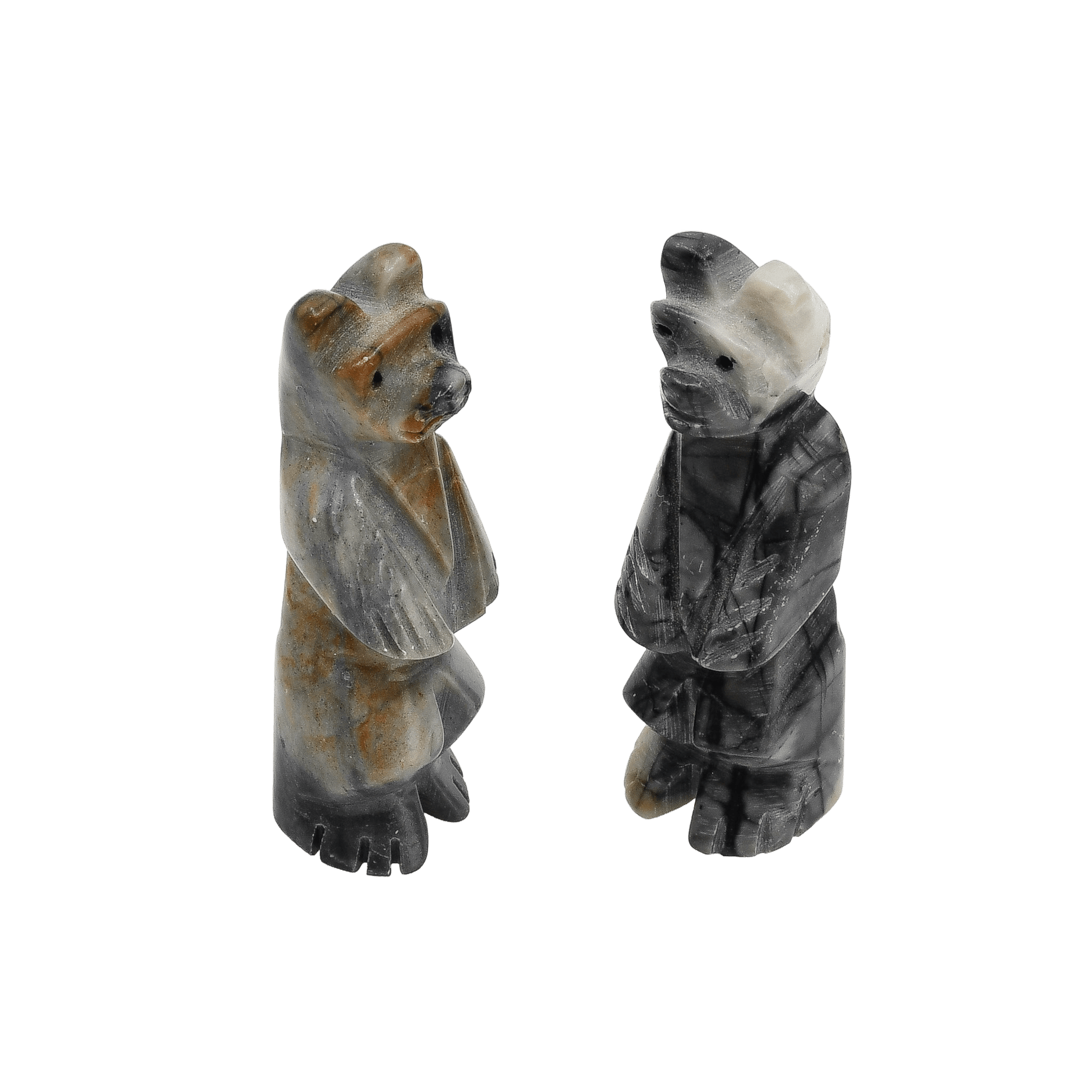 Zuni Standing Bear Fetish Brothers of Picasso Marble - Turquoise & Tufa