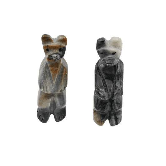 Zuni Standing Bear Fetish Brothers of Picasso Marble - Turquoise & Tufa