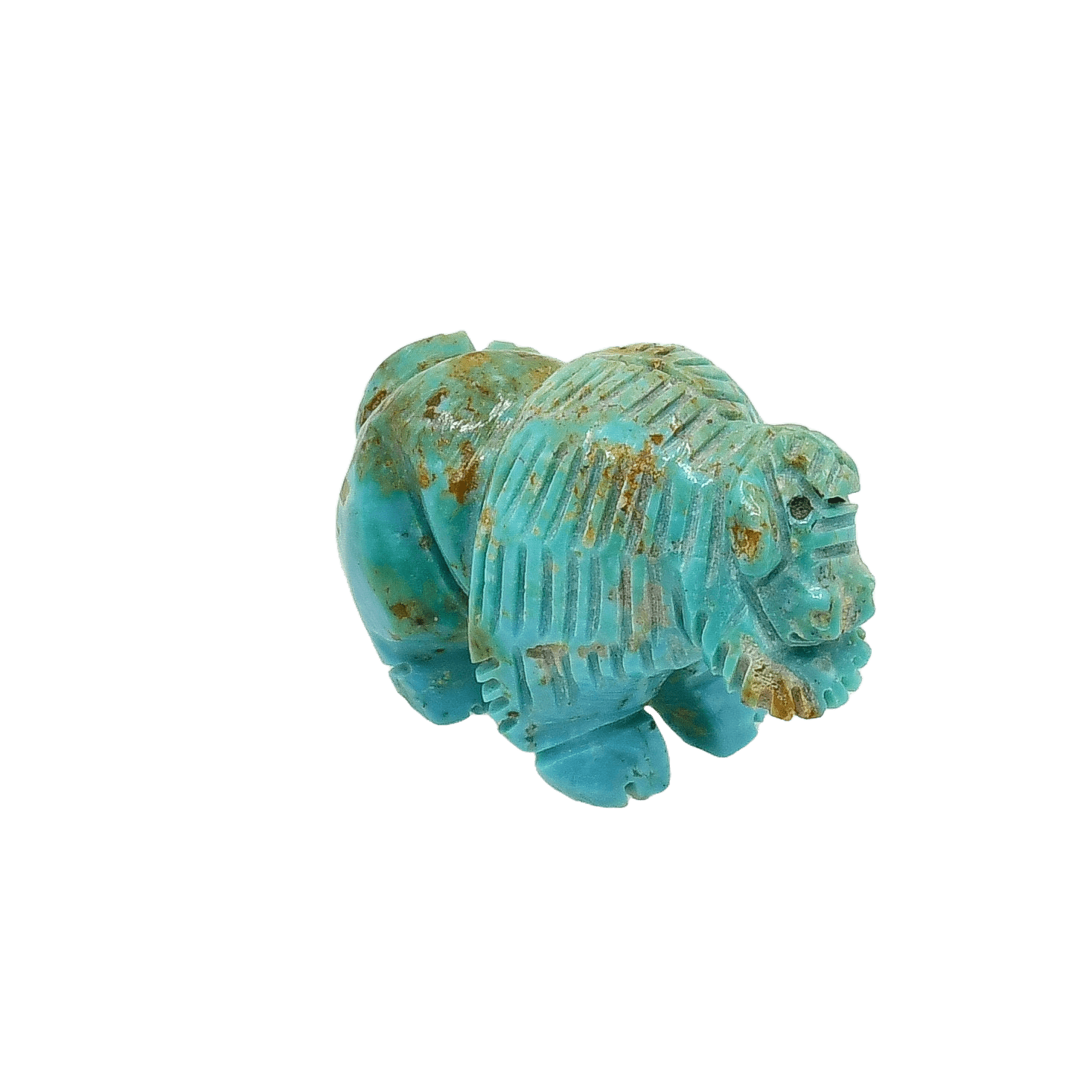 Zuni Turquoise Buffalo Fetish - Turquoise & Tufa