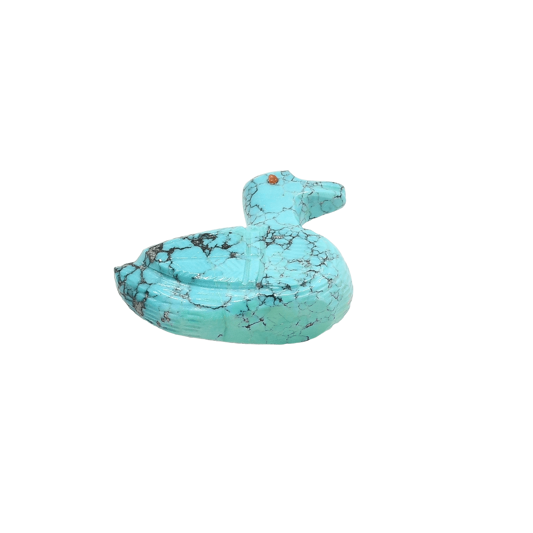 Zuni Turquoise Duck Fetish Carving - Turquoise & Tufa