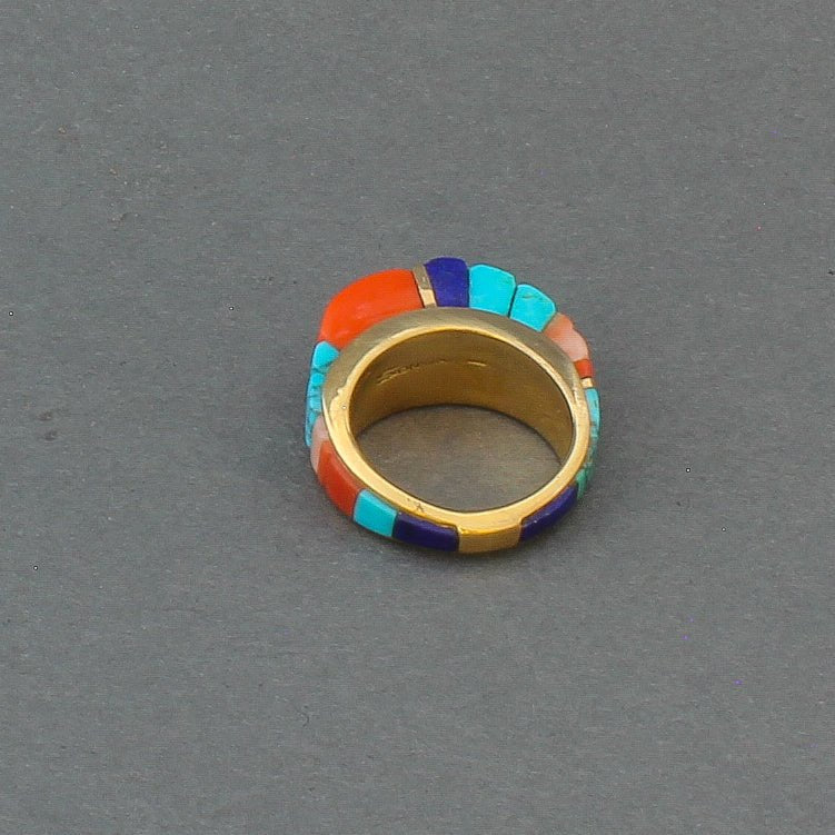 18kt Gold Height Inlay Ring By Sonwai - Turquoise & Tufa
