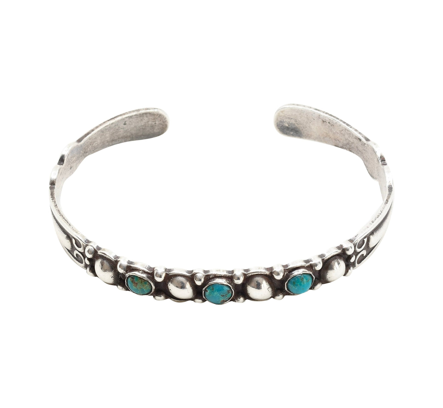 1930's Fred Harvey Era Silver Arrow Curio Bracelet - Turquoise & Tufa